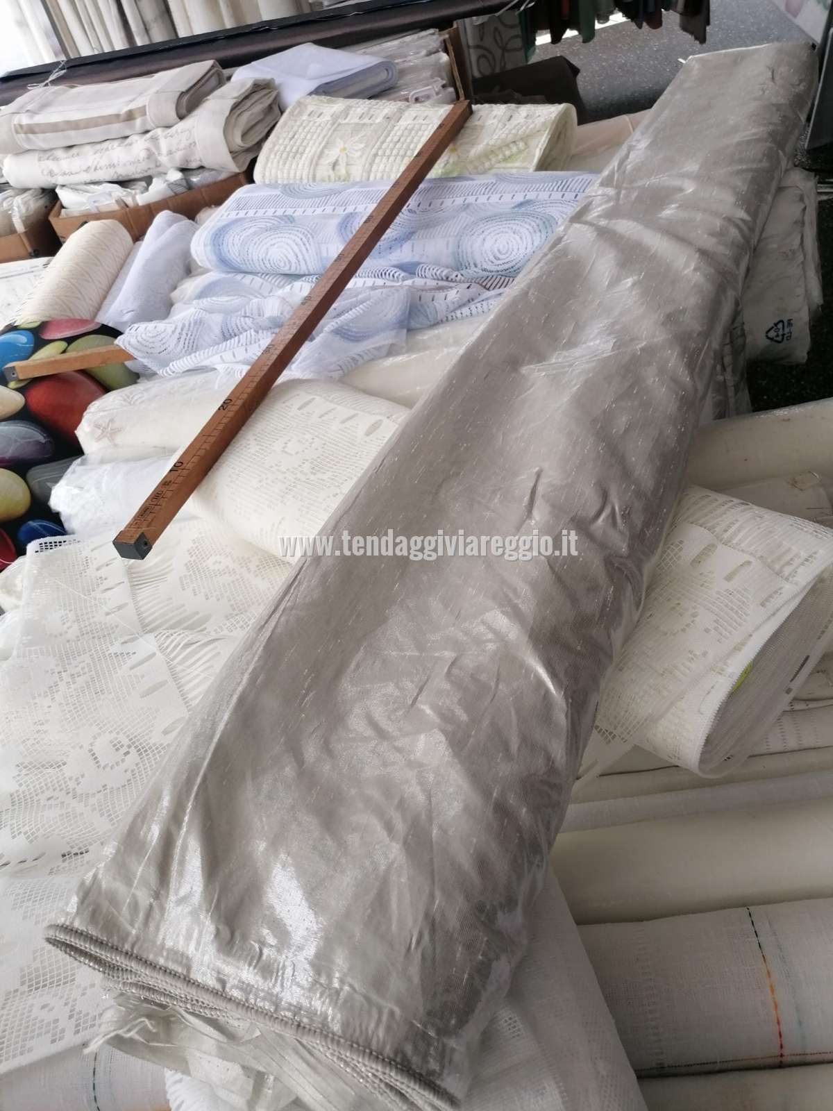 Tenda a metraggio SHANTUNG LAMINATO ARGENTO