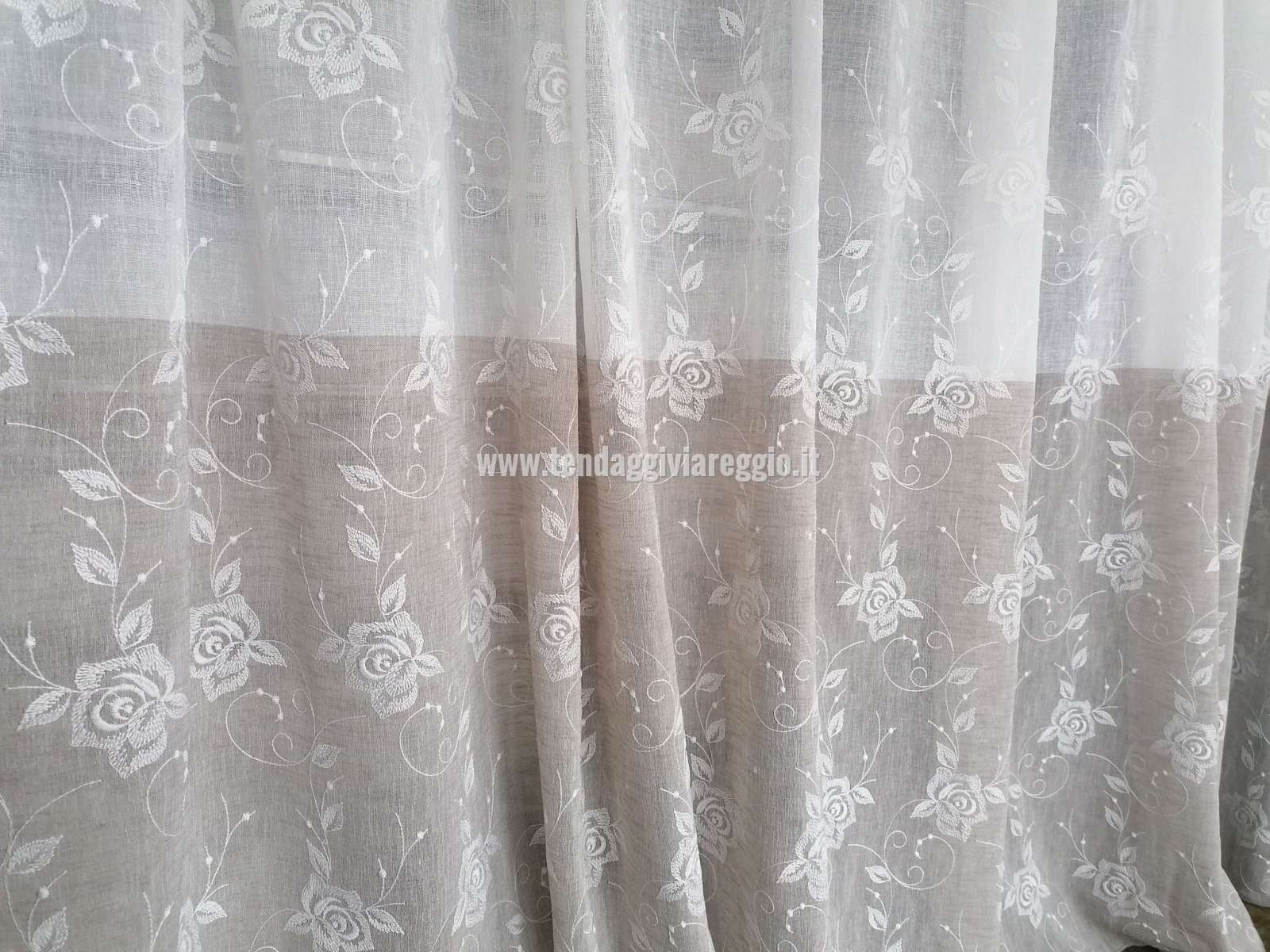 Tenda ricamata bicolore modello ALARA