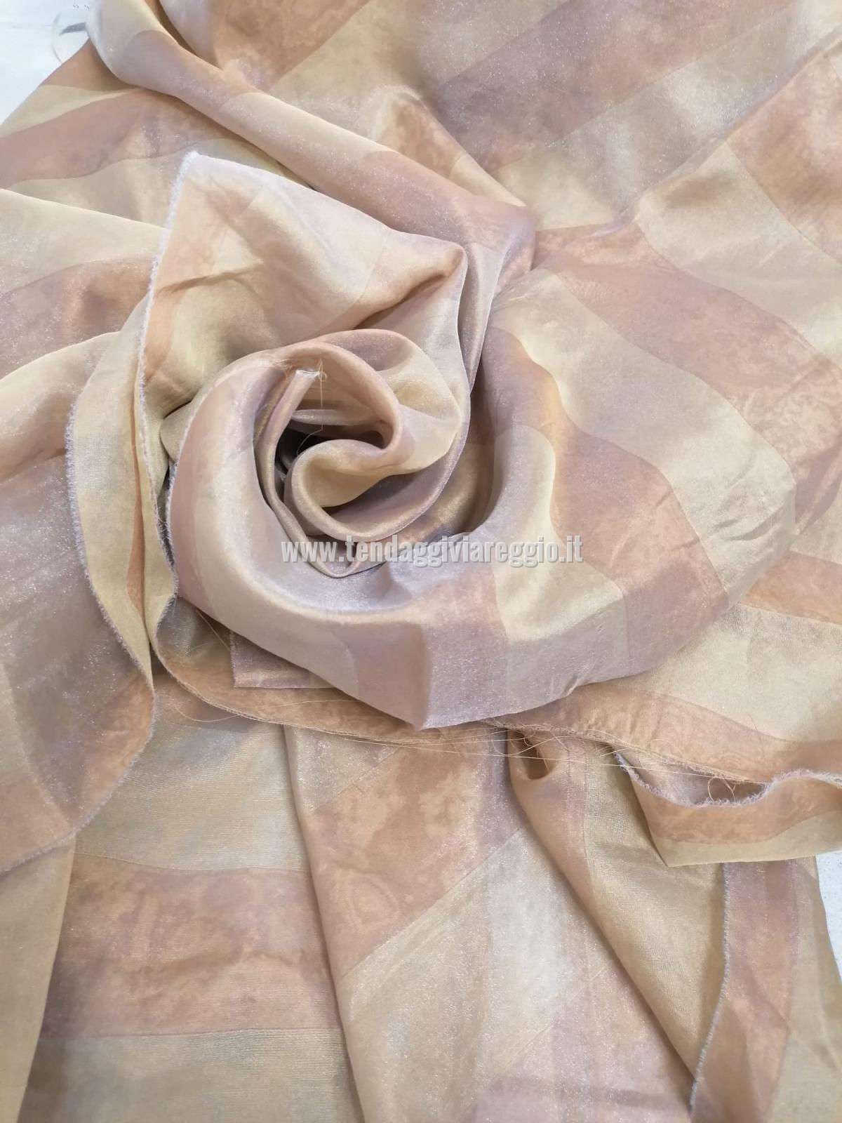 Tenda ORGANZA FASCIATA TUBICA color terra di Siena cm 330