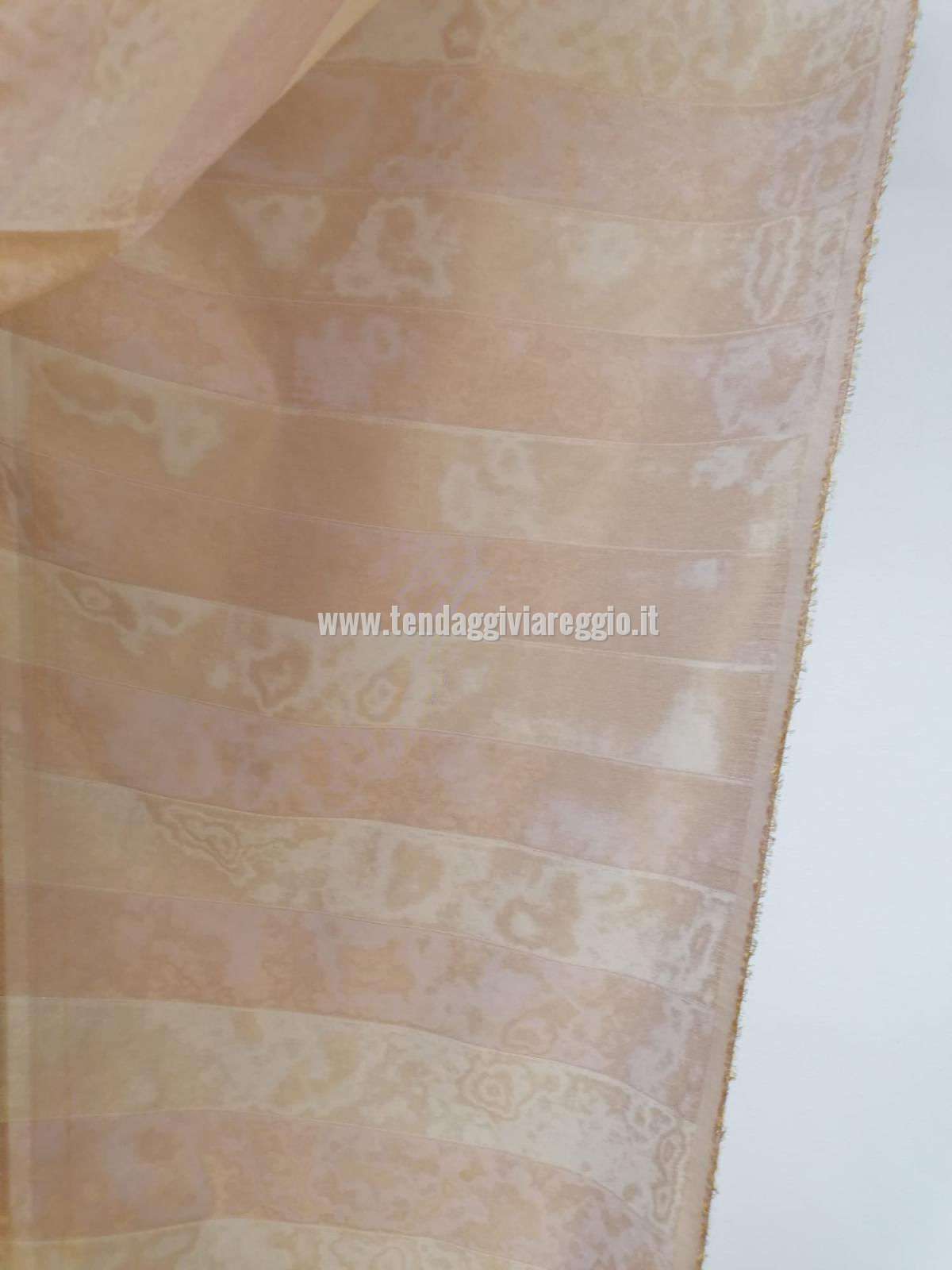Tenda ORGANZA FASCIATA TUBICA color terra di Siena cm 330
