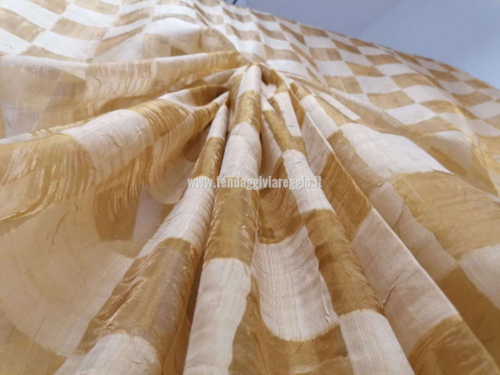 Tenda organza stropicciata SCACCHI color BRONZO