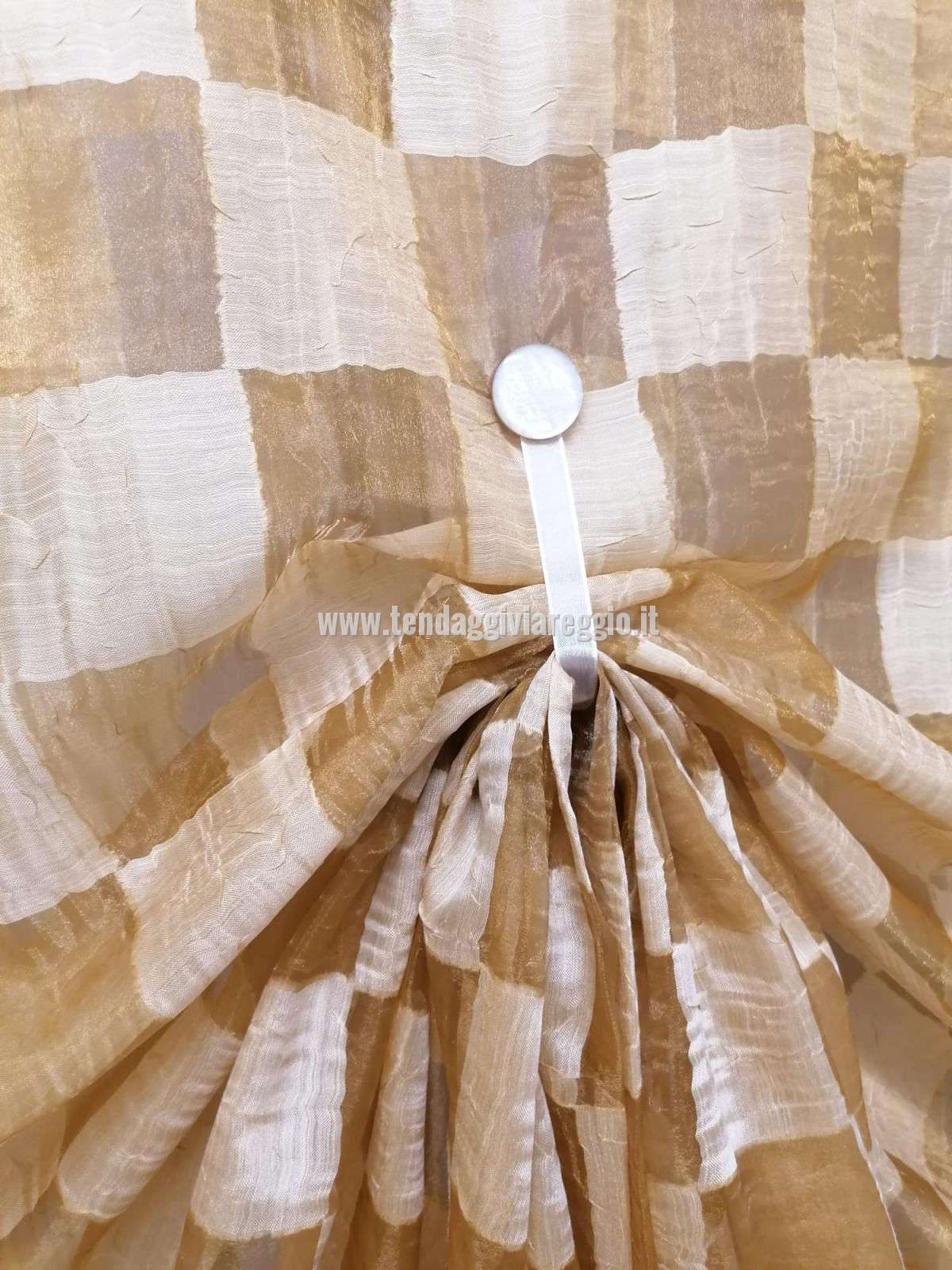 Tenda organza stropicciata SCACCHI color BRONZO
