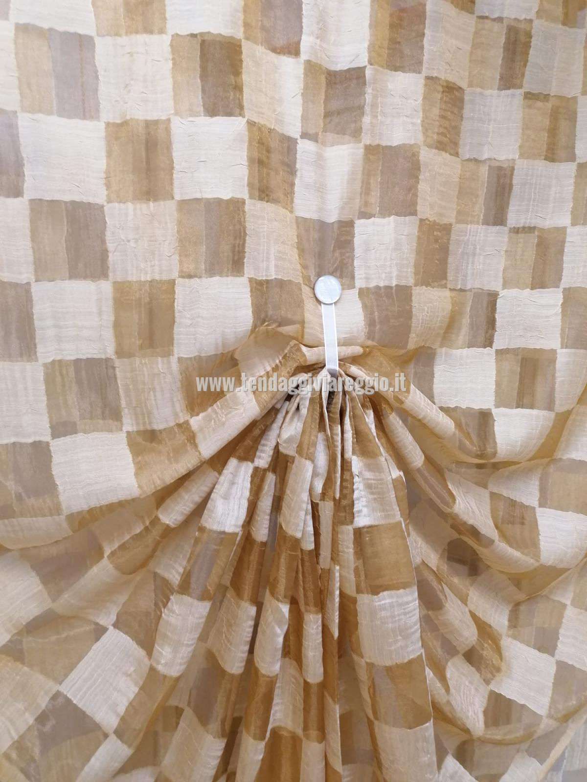 Tenda organza stropicciata SCACCHI color BRONZO