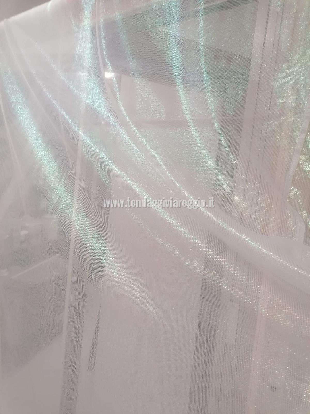 Tenda in organza cangiante FANCY color avorio con riflessi dal rosa al verde