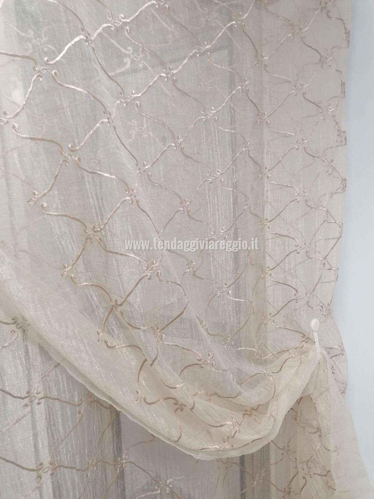Ultimo taglio mt 4.30 STROPICCIATO RICAMATO beige