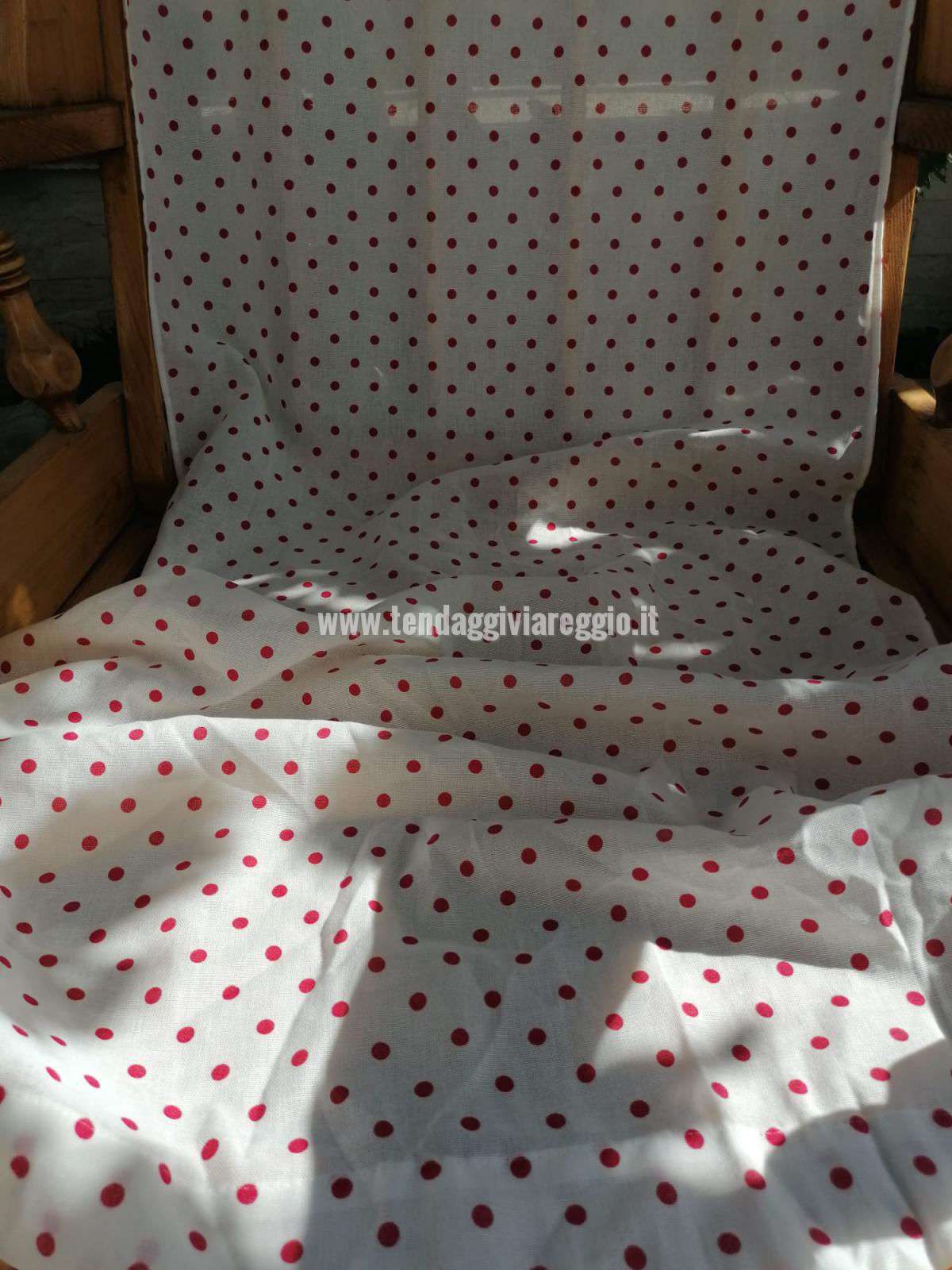 Tendina POIS ROSSO in misto lino made in Italy