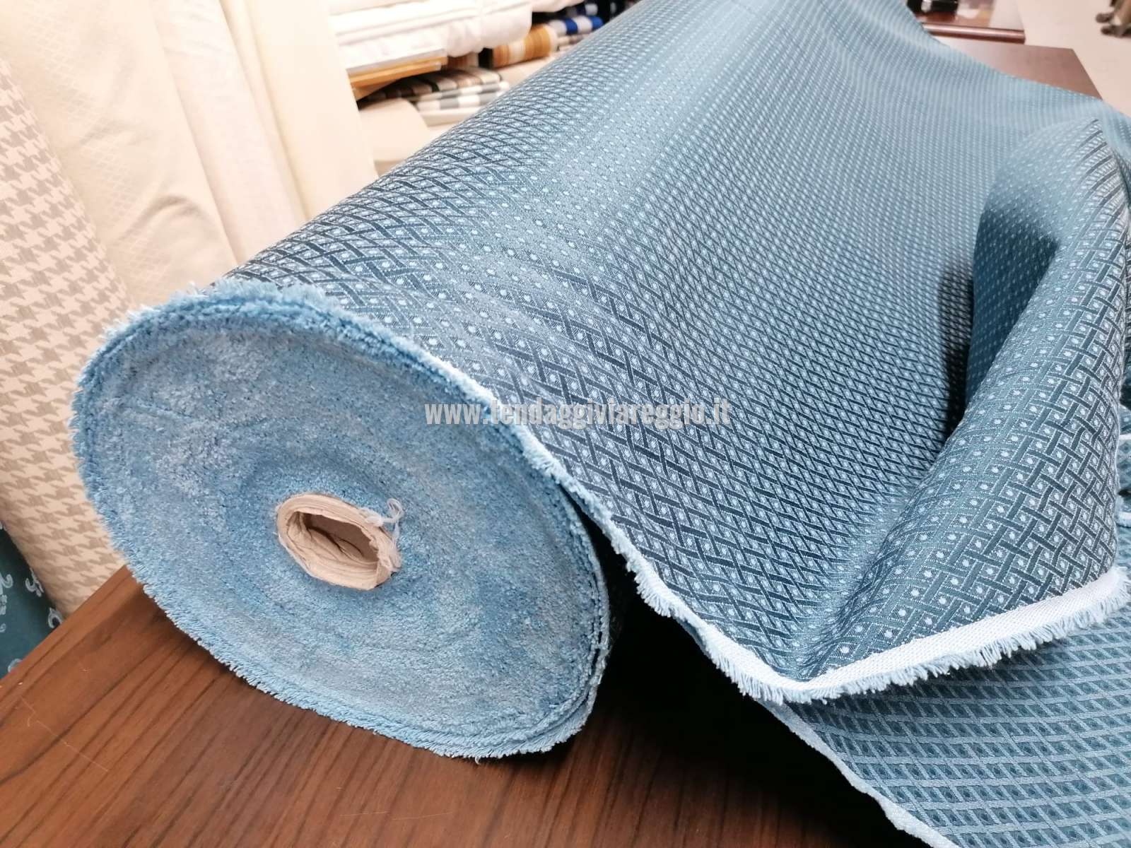 Tessuto Tappezzeria GINEVRA color AZZURRO cm 280