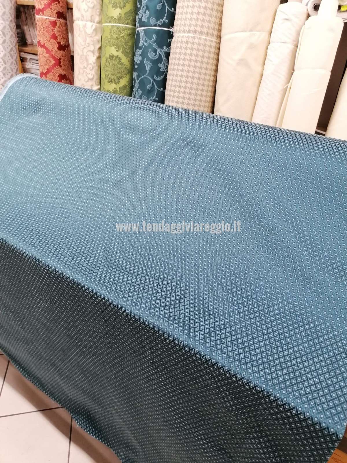 Tessuto Tappezzeria GINEVRA color AZZURRO cm 280