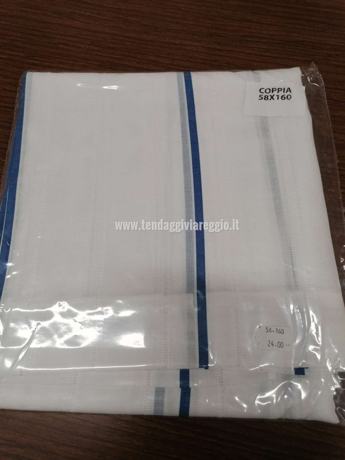 Tendina a vetro confezionata made in Italy RIGATO BLU
