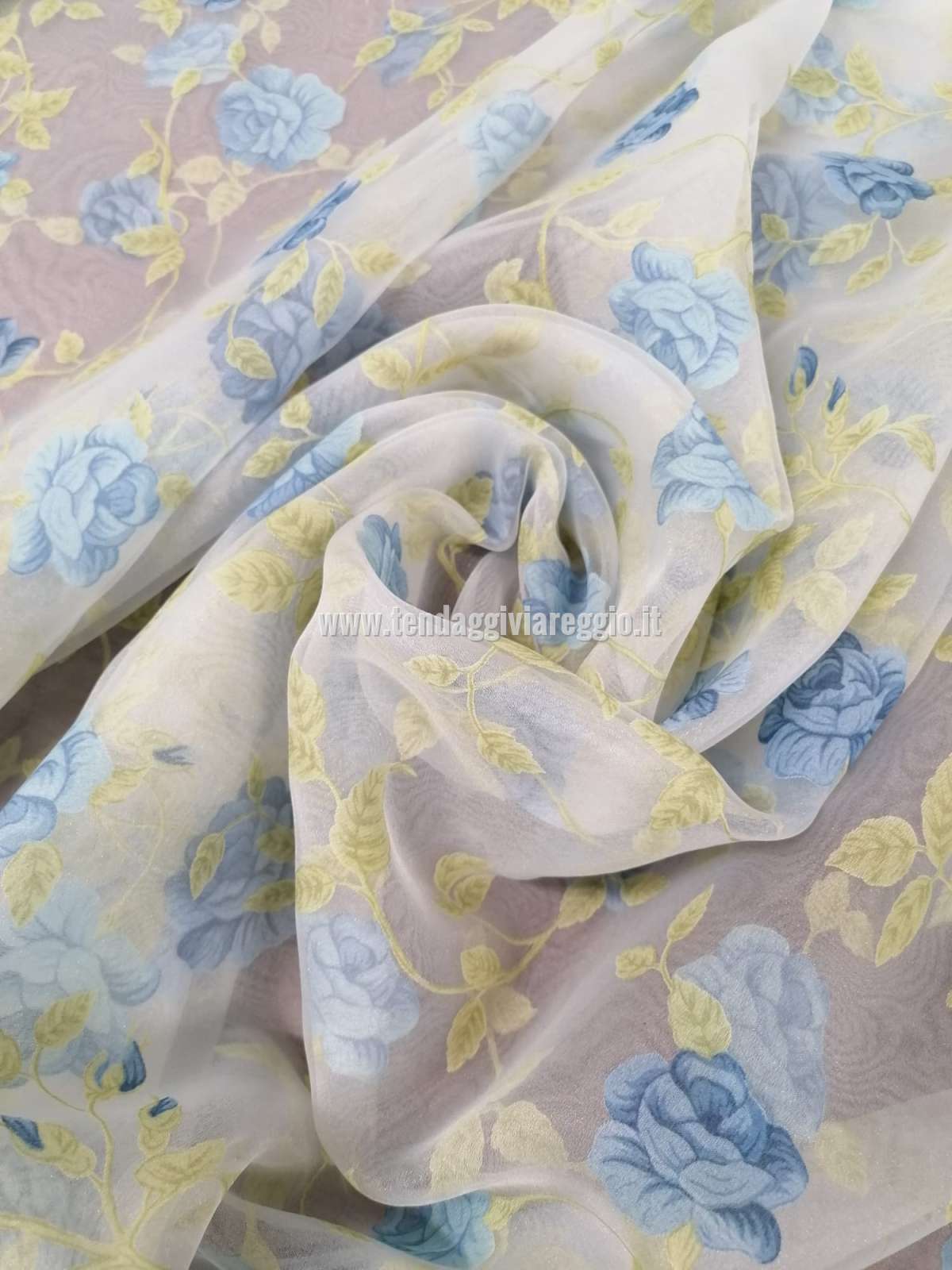 Tenda a metraggio in organza modello ROSA BLU