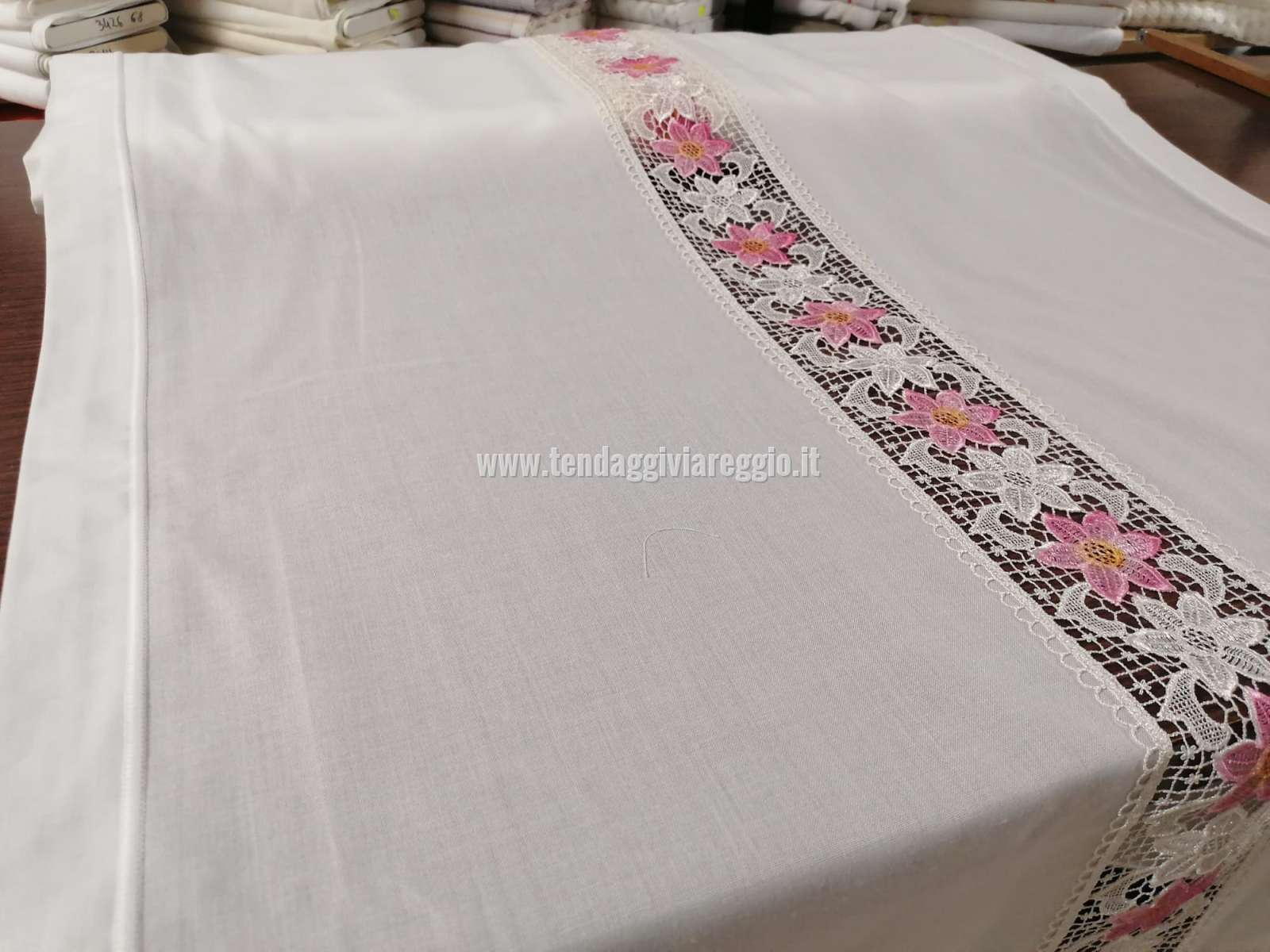 Tendina a vetro con inserto in MACRAME' FLEUR ROSE