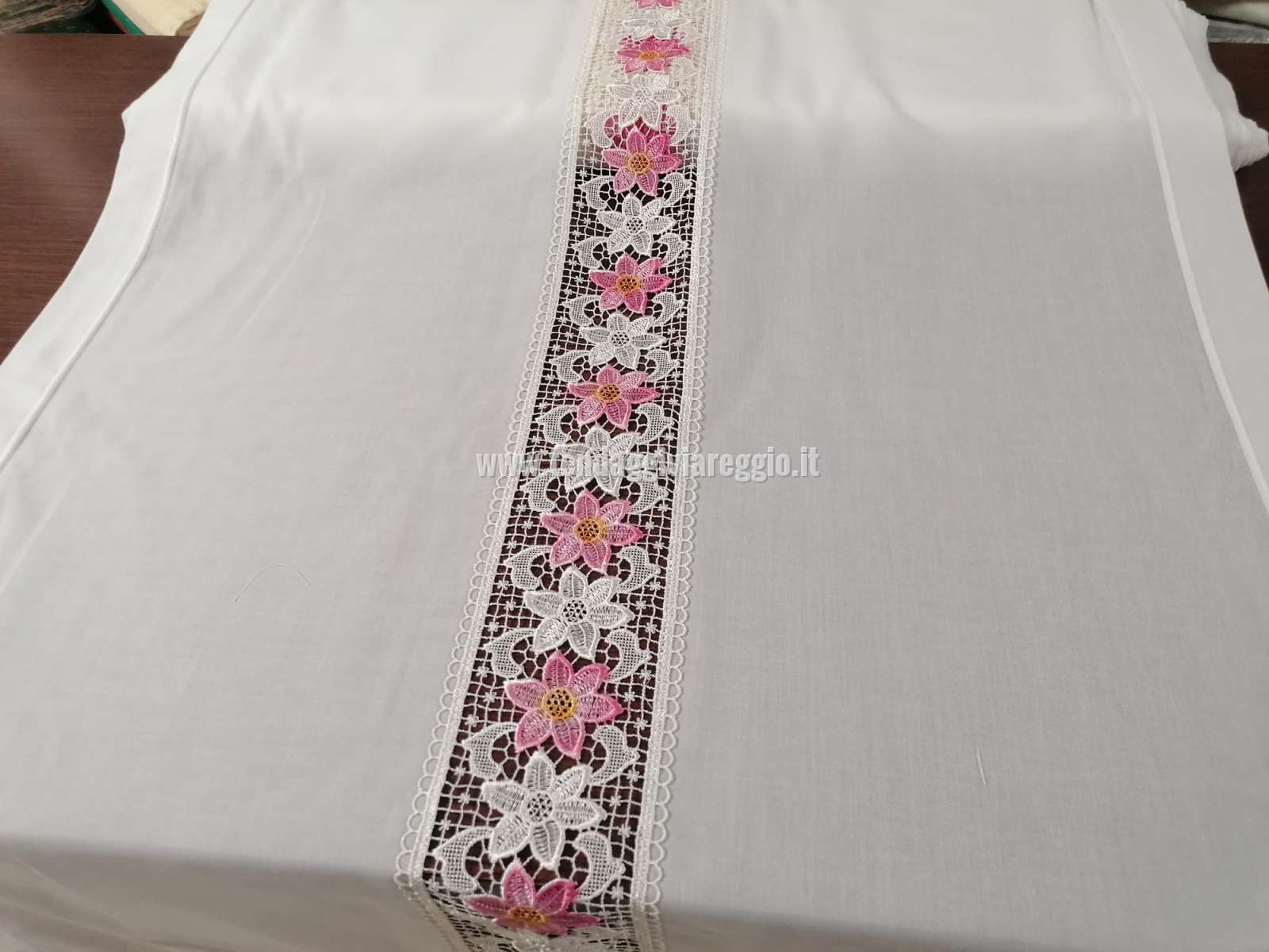 Tendina a vetro con inserto in MACRAME' FLEUR ROSE
