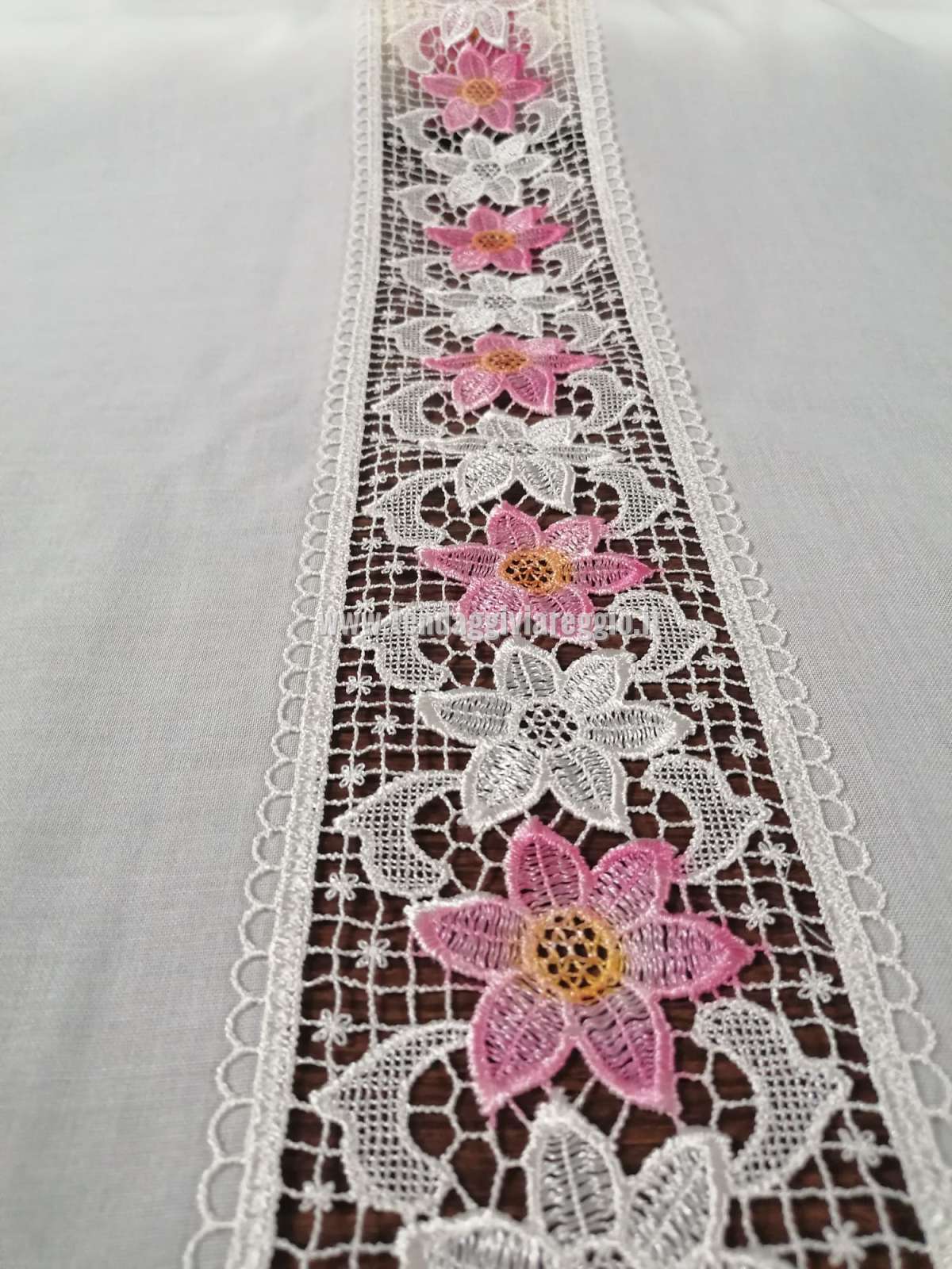 Tendina a vetro con inserto in MACRAME' FLEUR ROSE
