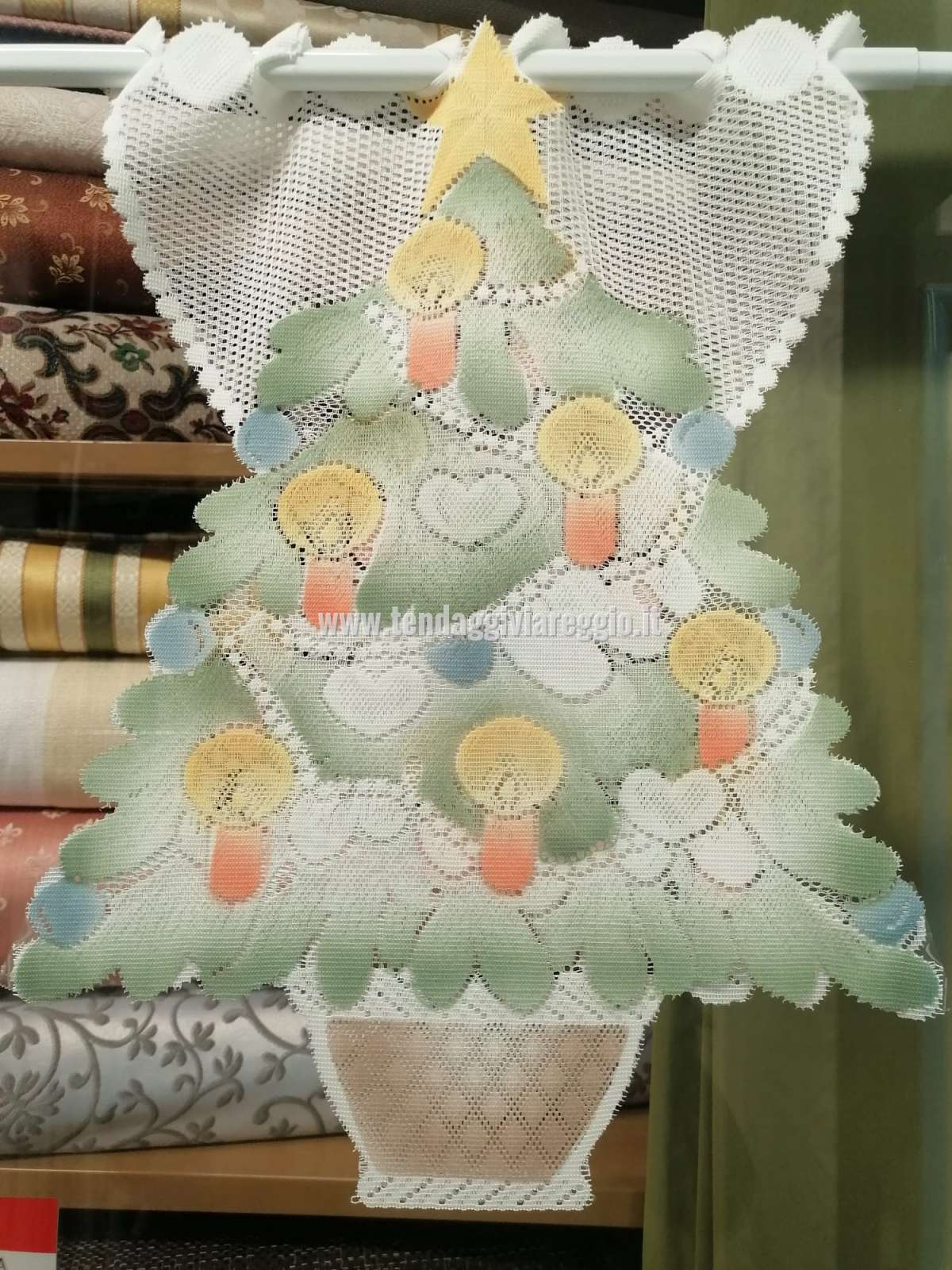 Mini tendina decorativa per vetri ALBERO NATALE