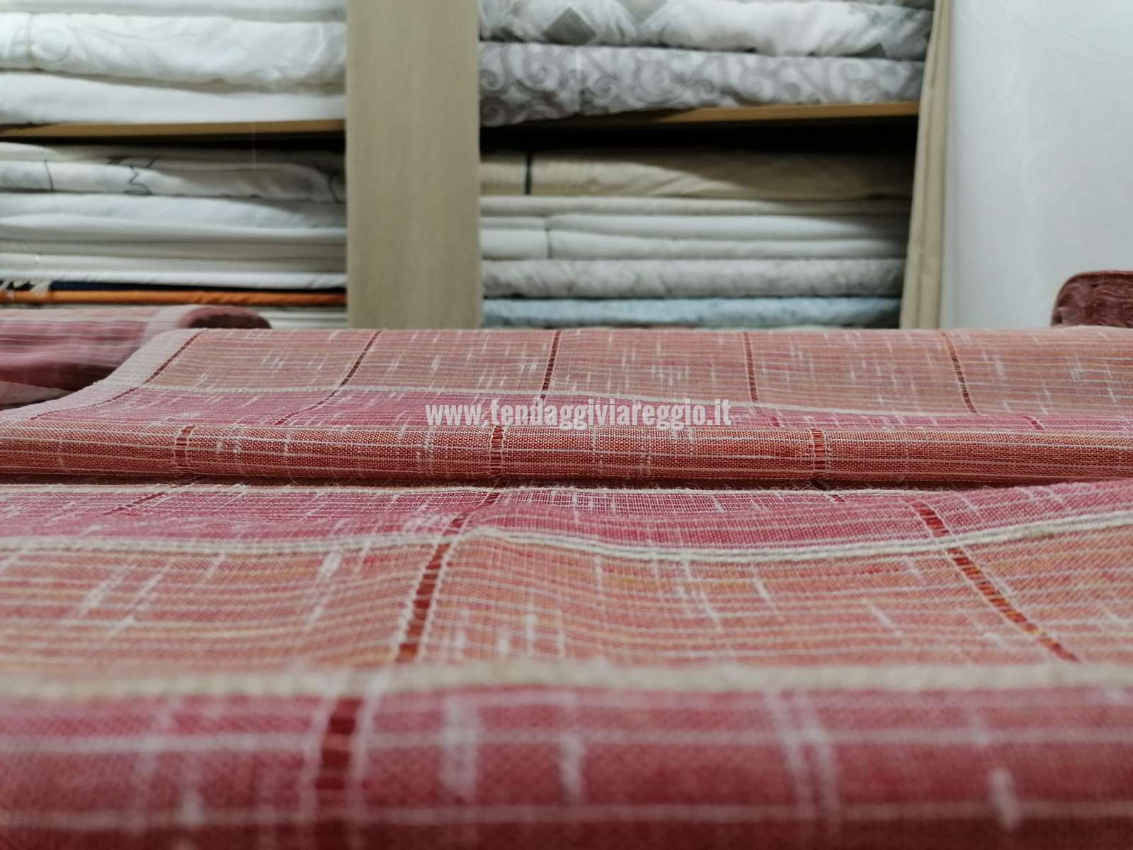 Tendina a metraggio modello MATTONCINI color arancio/bordeaux