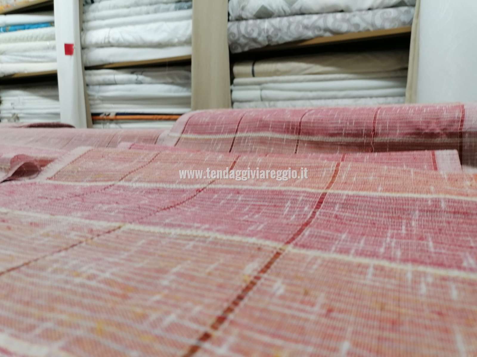 Tendina a metraggio modello MATTONCINI color arancio/bordeaux