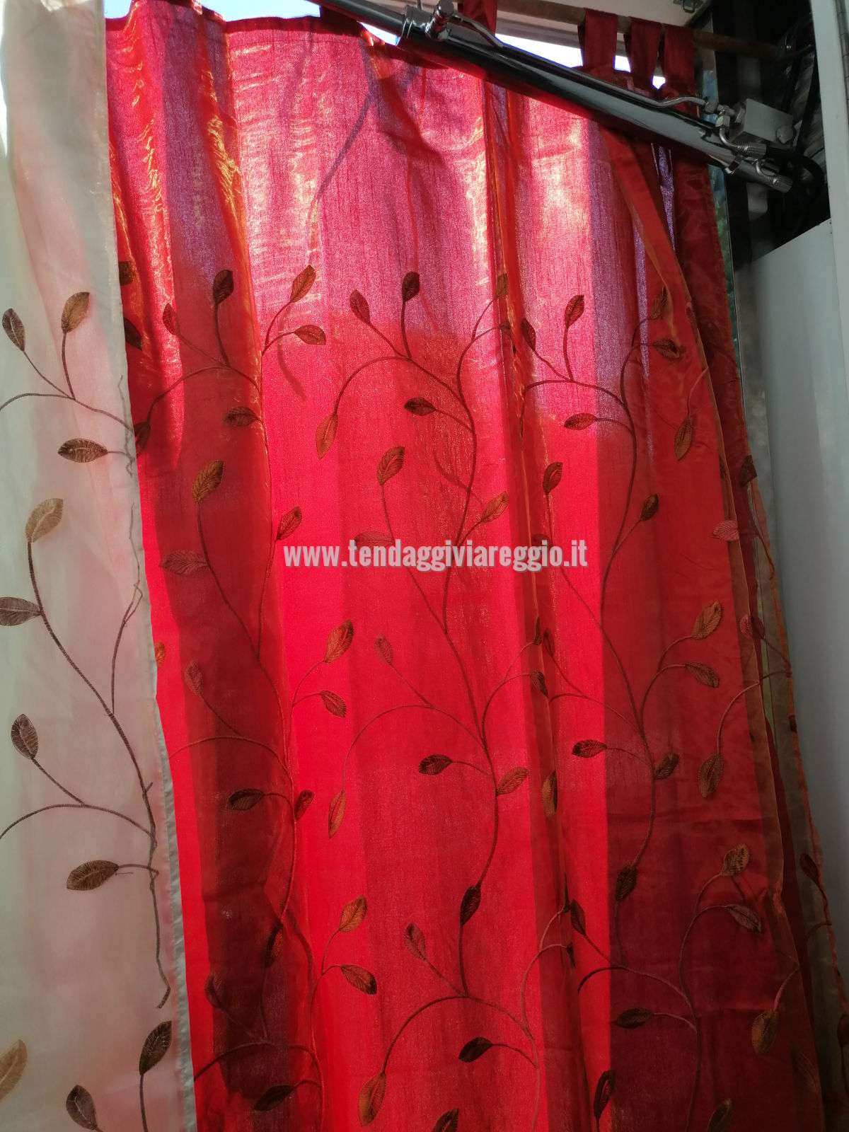 Tenda confezionata DOPPIA KETTY in organza ricamata e shantung