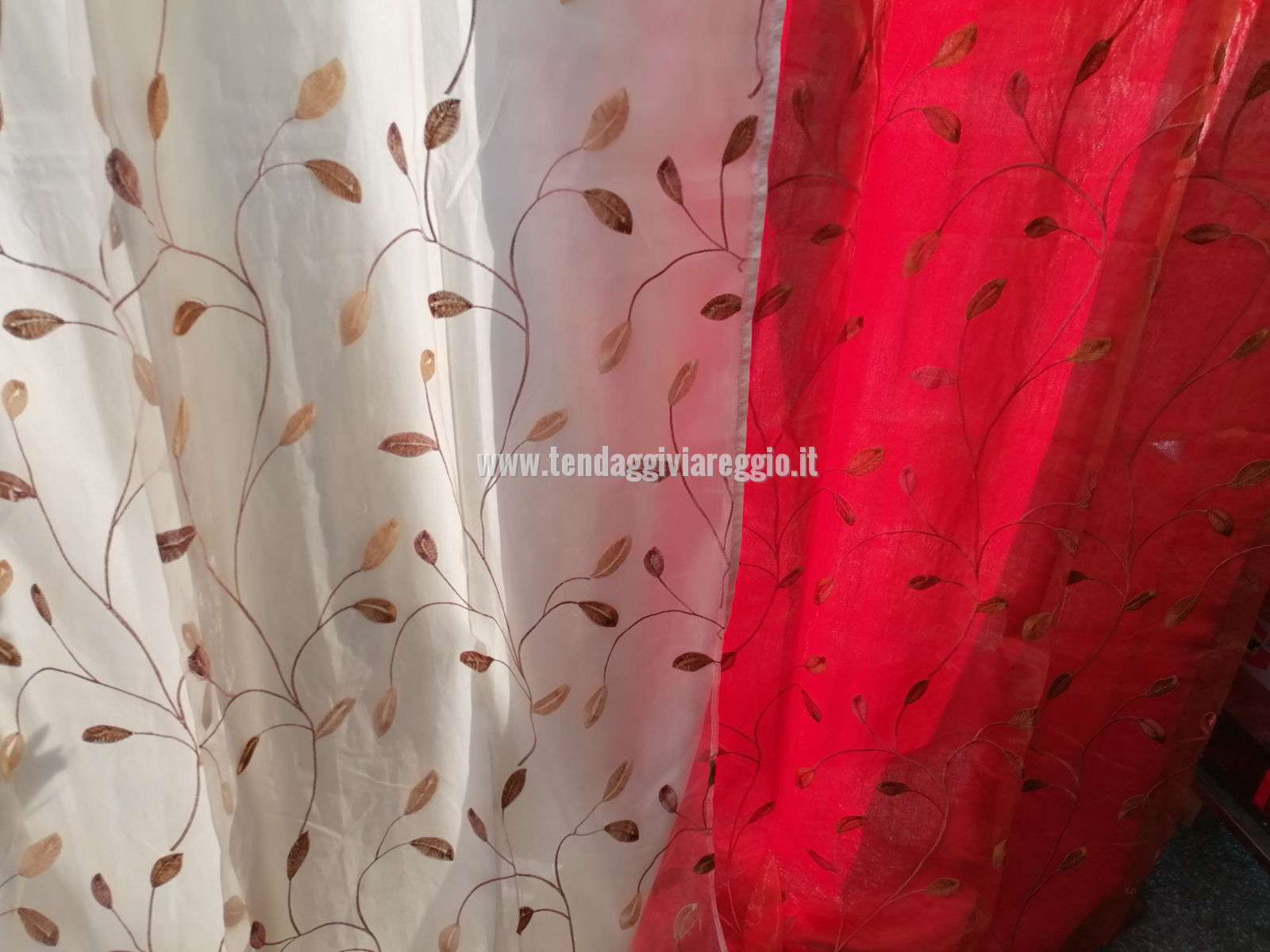 Tenda confezionata DOPPIA KETTY in organza ricamata e shantung