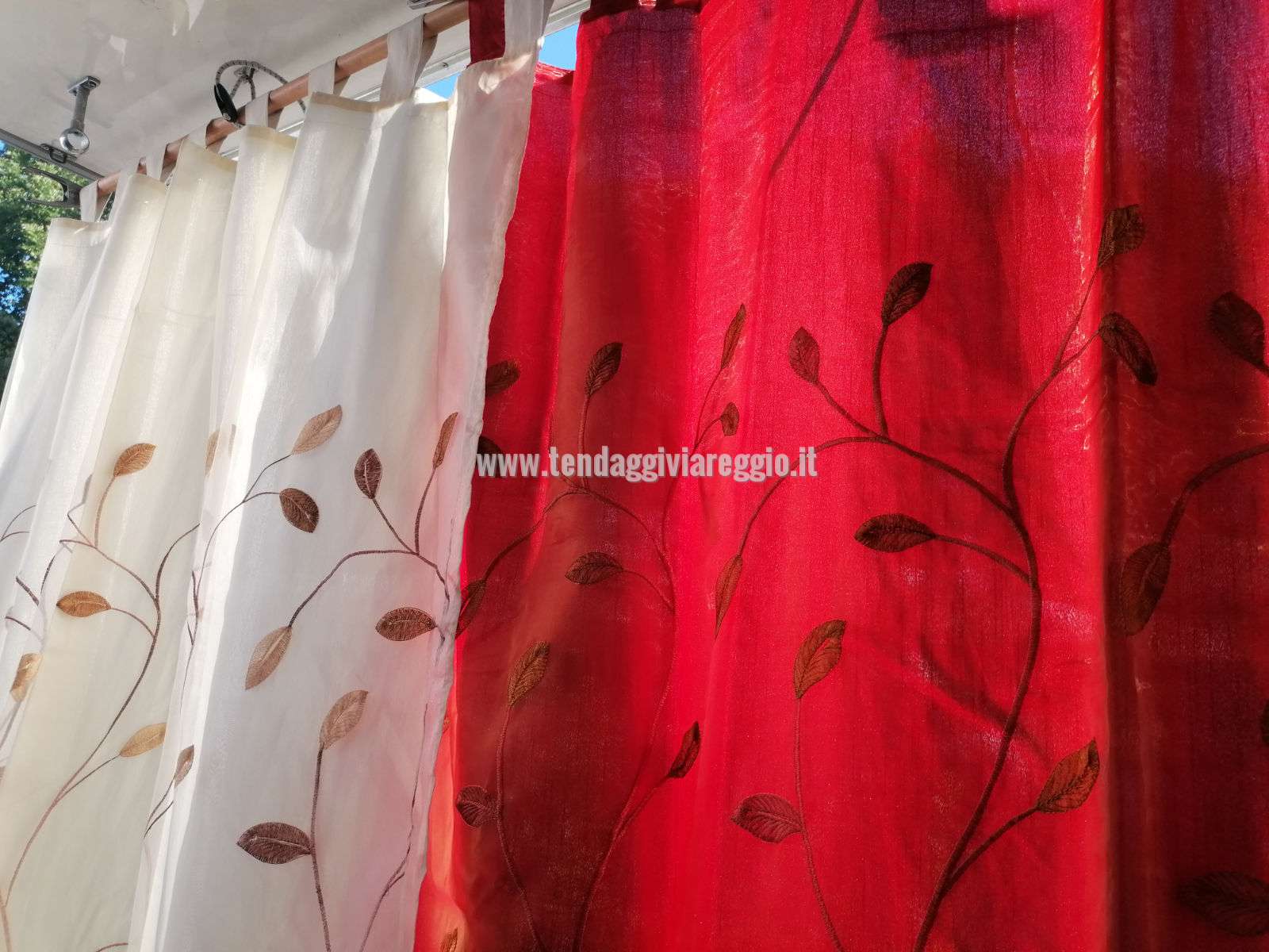 Tenda confezionata DOPPIA KETTY in organza ricamata e shantung