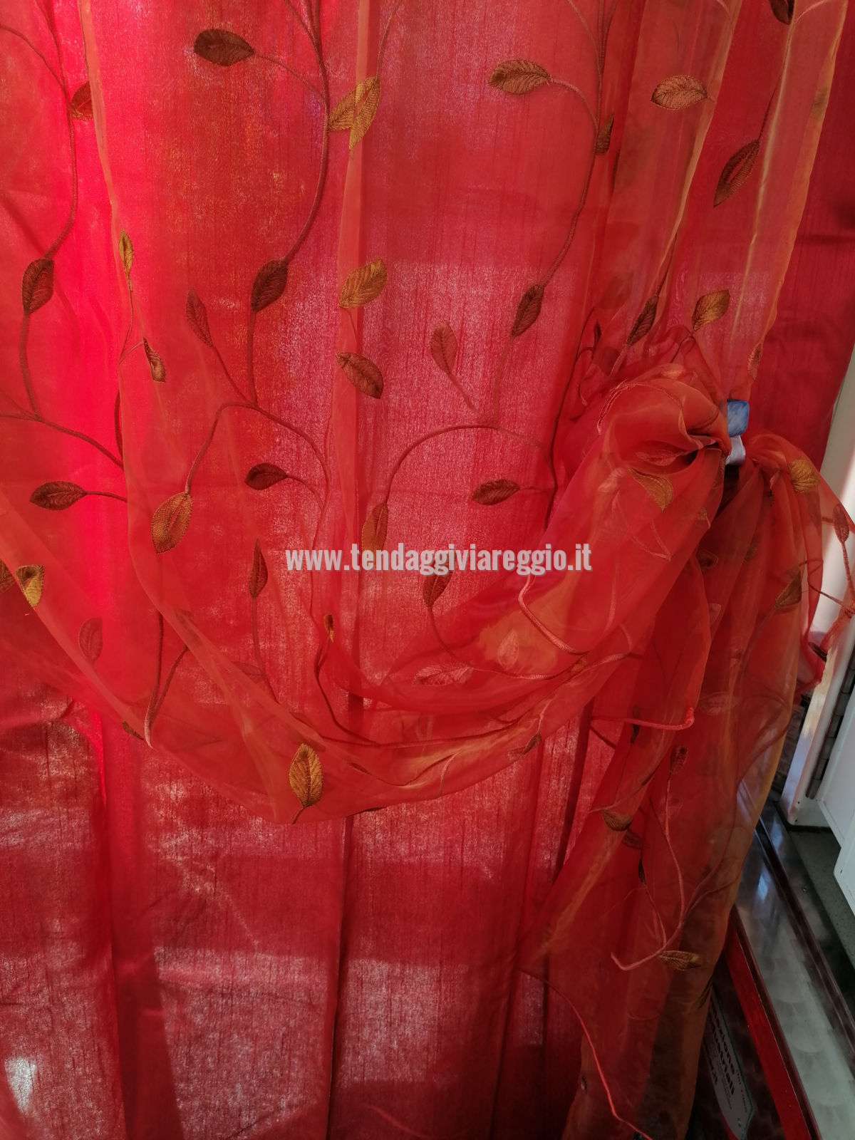 Tenda confezionata DOPPIA KETTY in organza ricamata e shantung