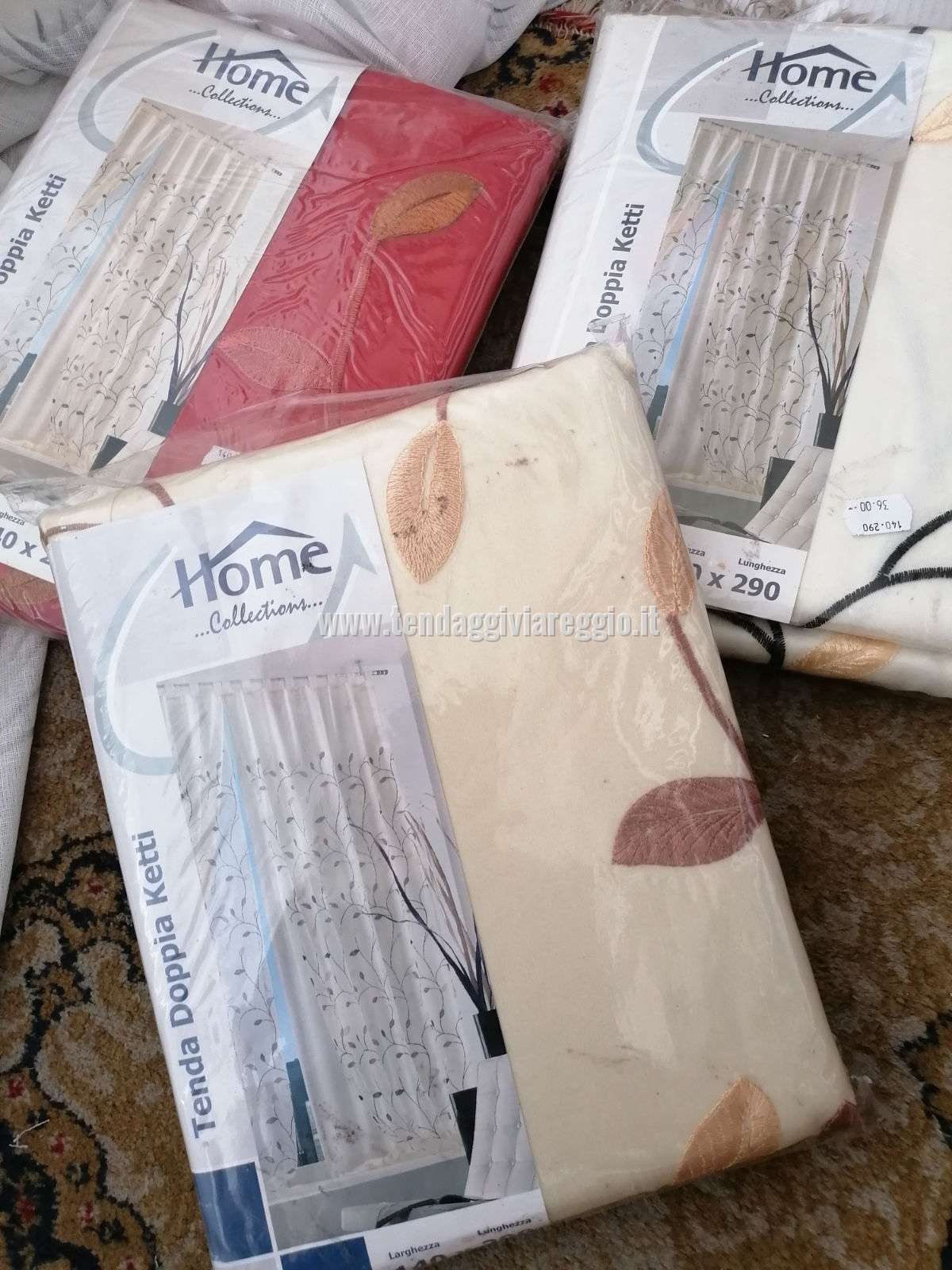 Tenda confezionata DOPPIA KETTY in organza ricamata e shantung