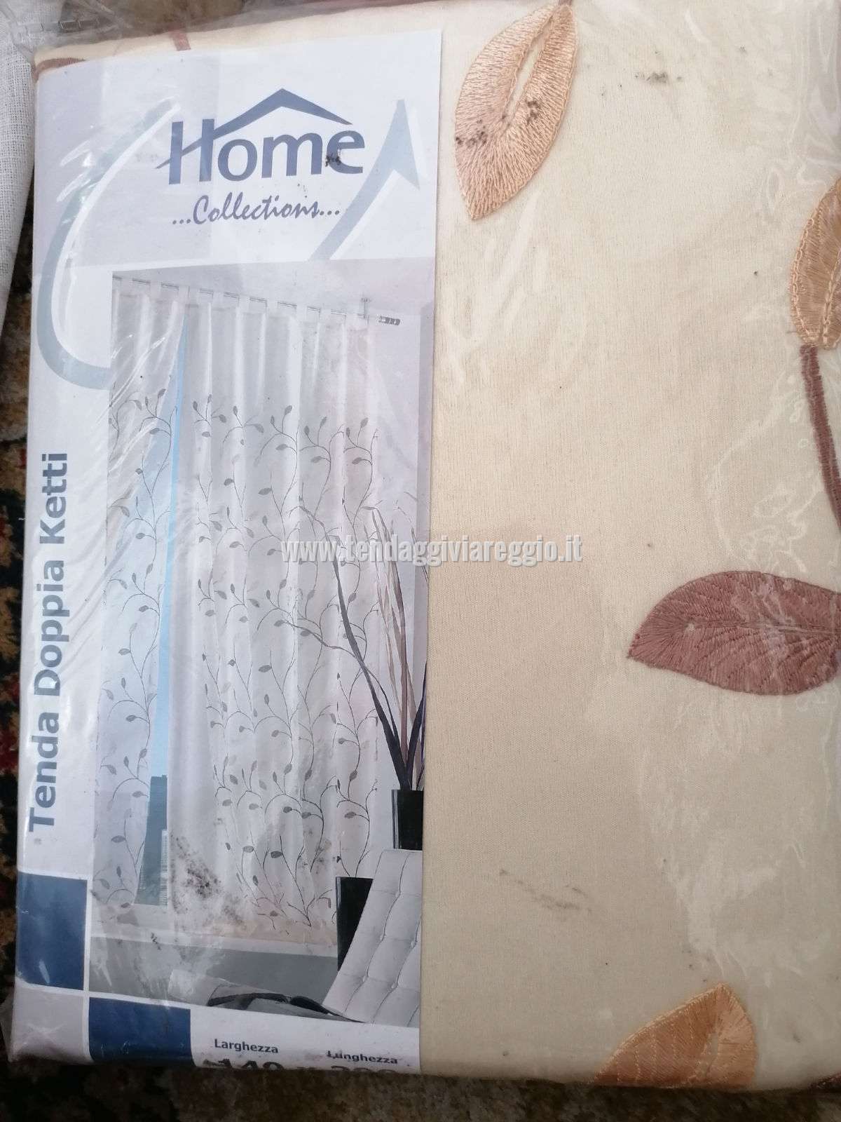 Tenda confezionata DOPPIA KETTY in organza ricamata e shantung