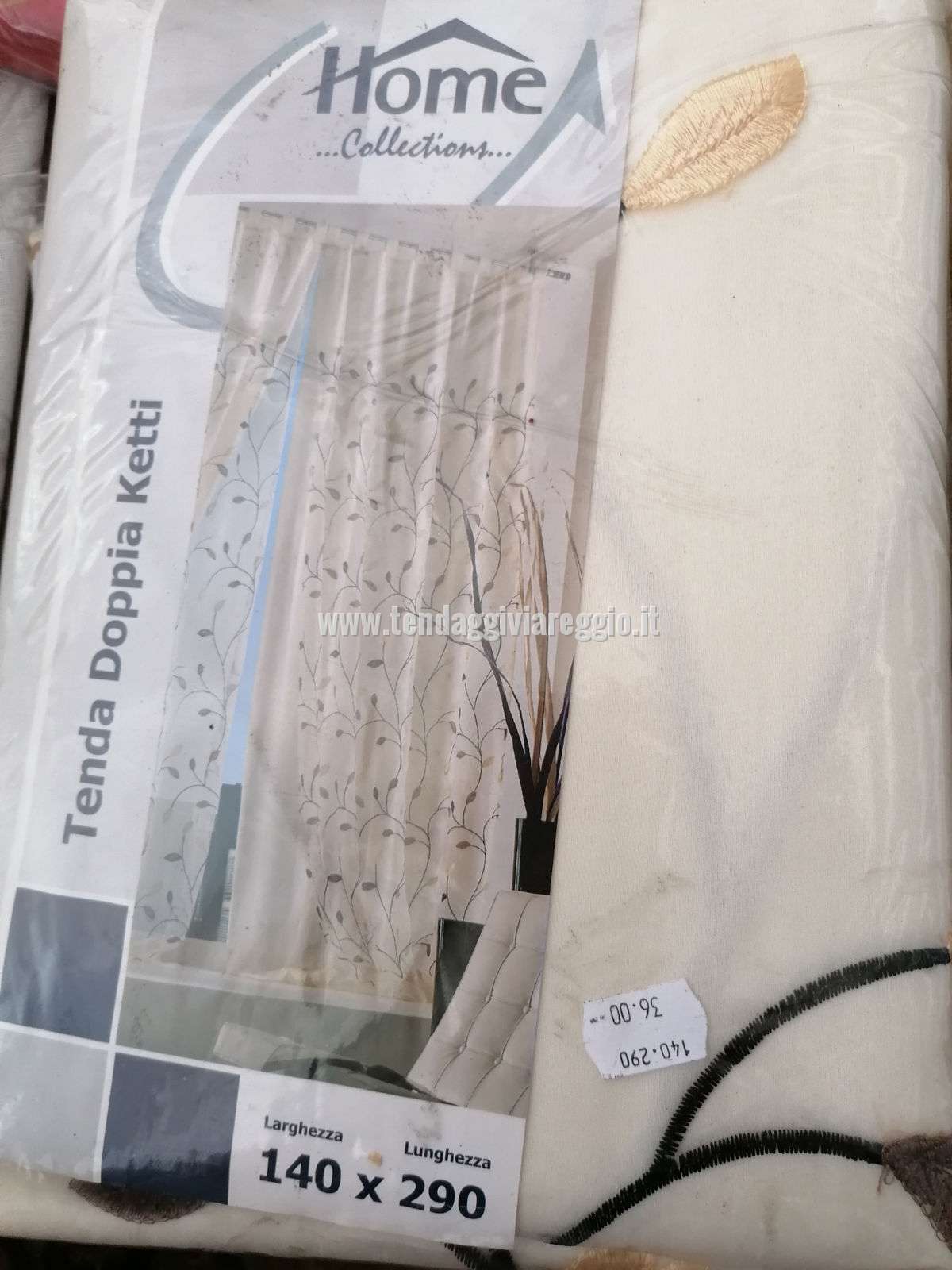 Tenda confezionata DOPPIA KETTY in organza ricamata e shantung