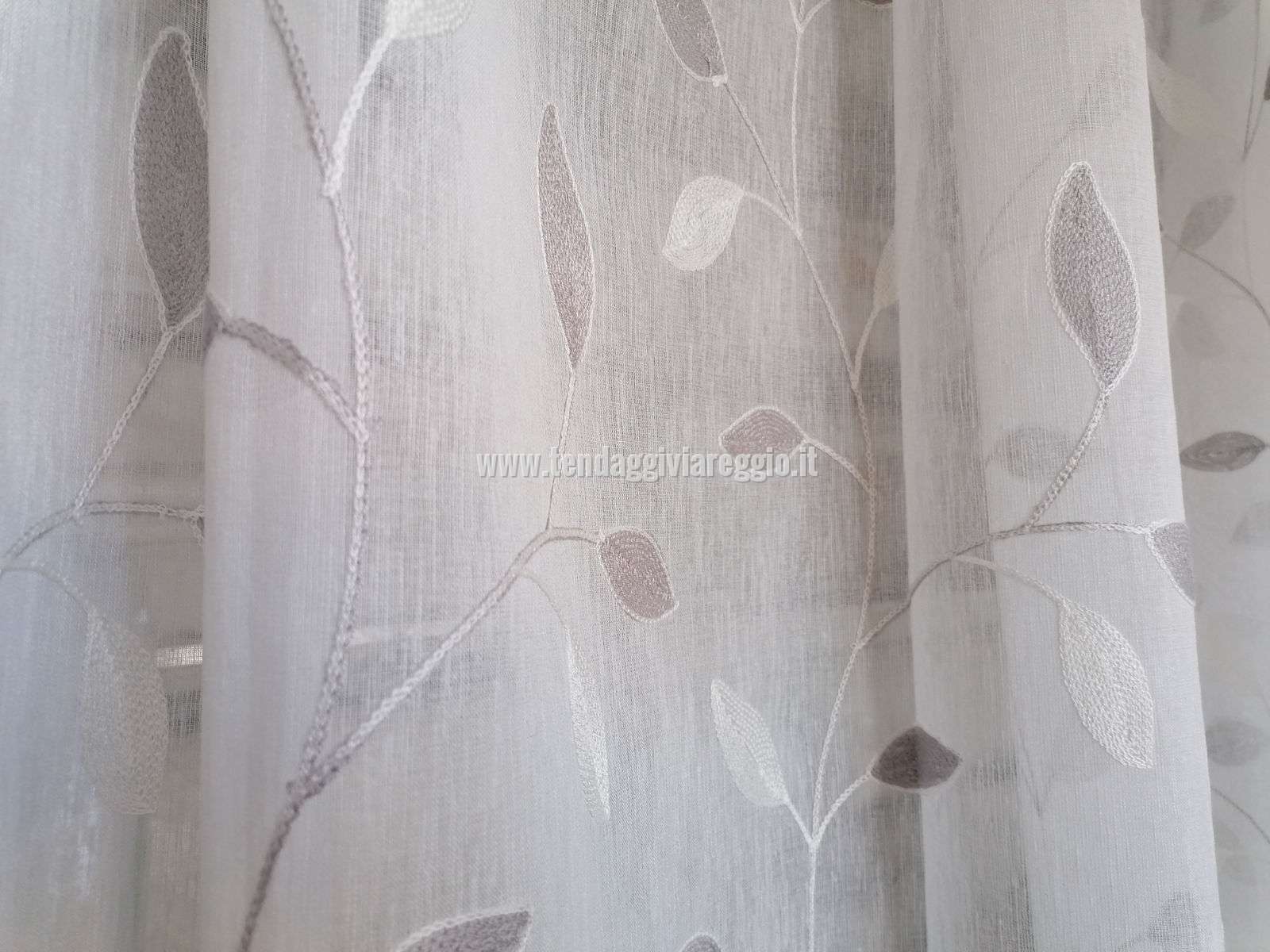 Tenda per arredamento a metraggio ricamata FOGLIAME