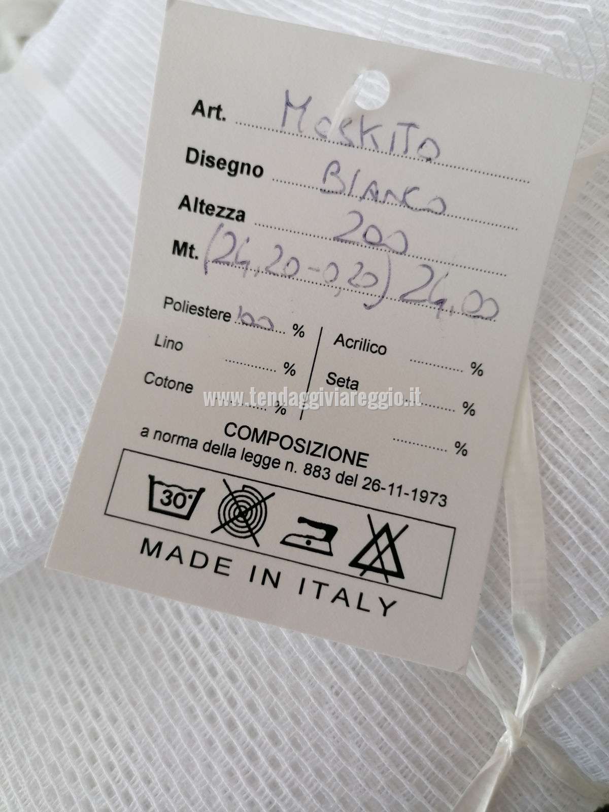 Zanzariera MOSKITO BIANCO a metraggio cm 200