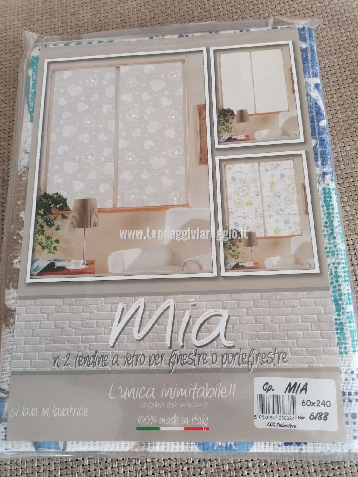Tendina a vetro MIA modello COAST color BLU e ROSSO