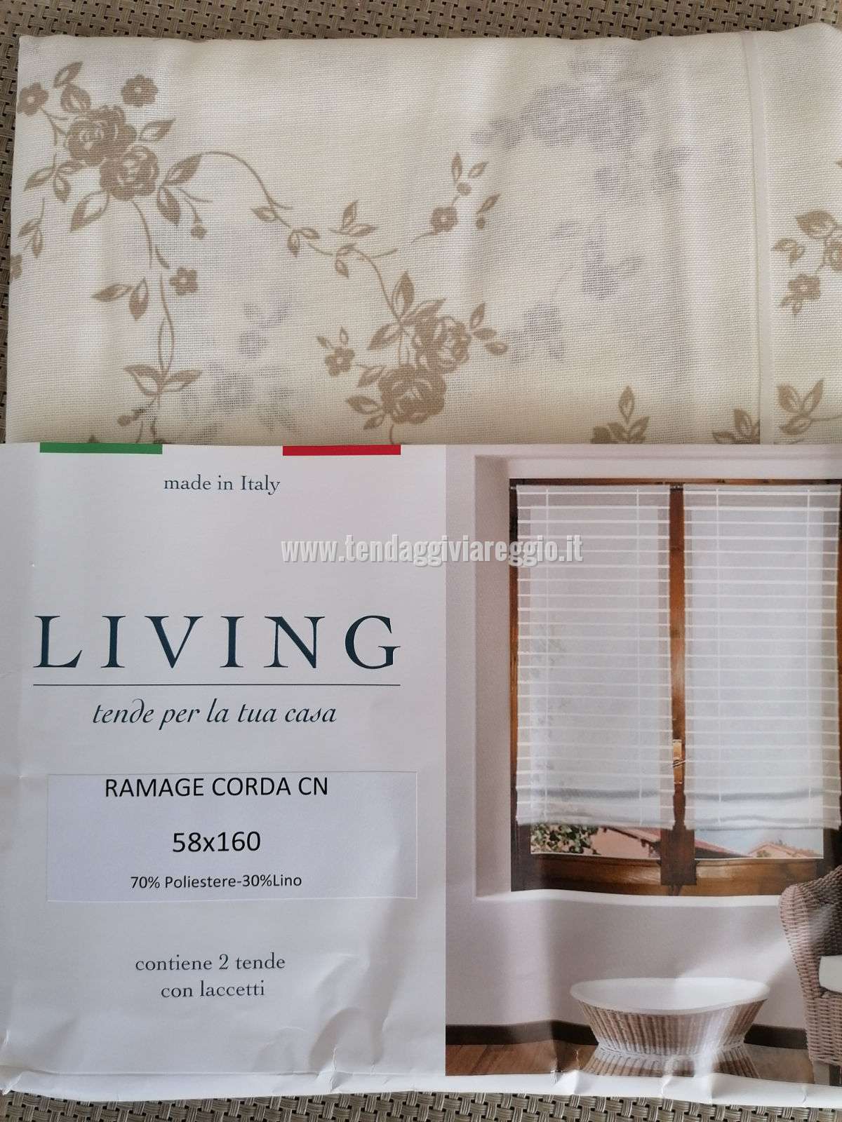 Tendina RAMAGE CORDA regolabile in altezza con laccetti