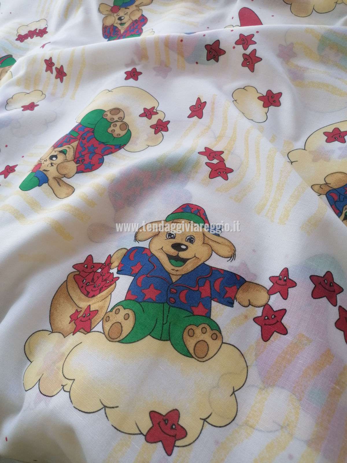 Tenda a metraggio da bambini in misto lino ORSACCHIOTTO SOGNATORE
