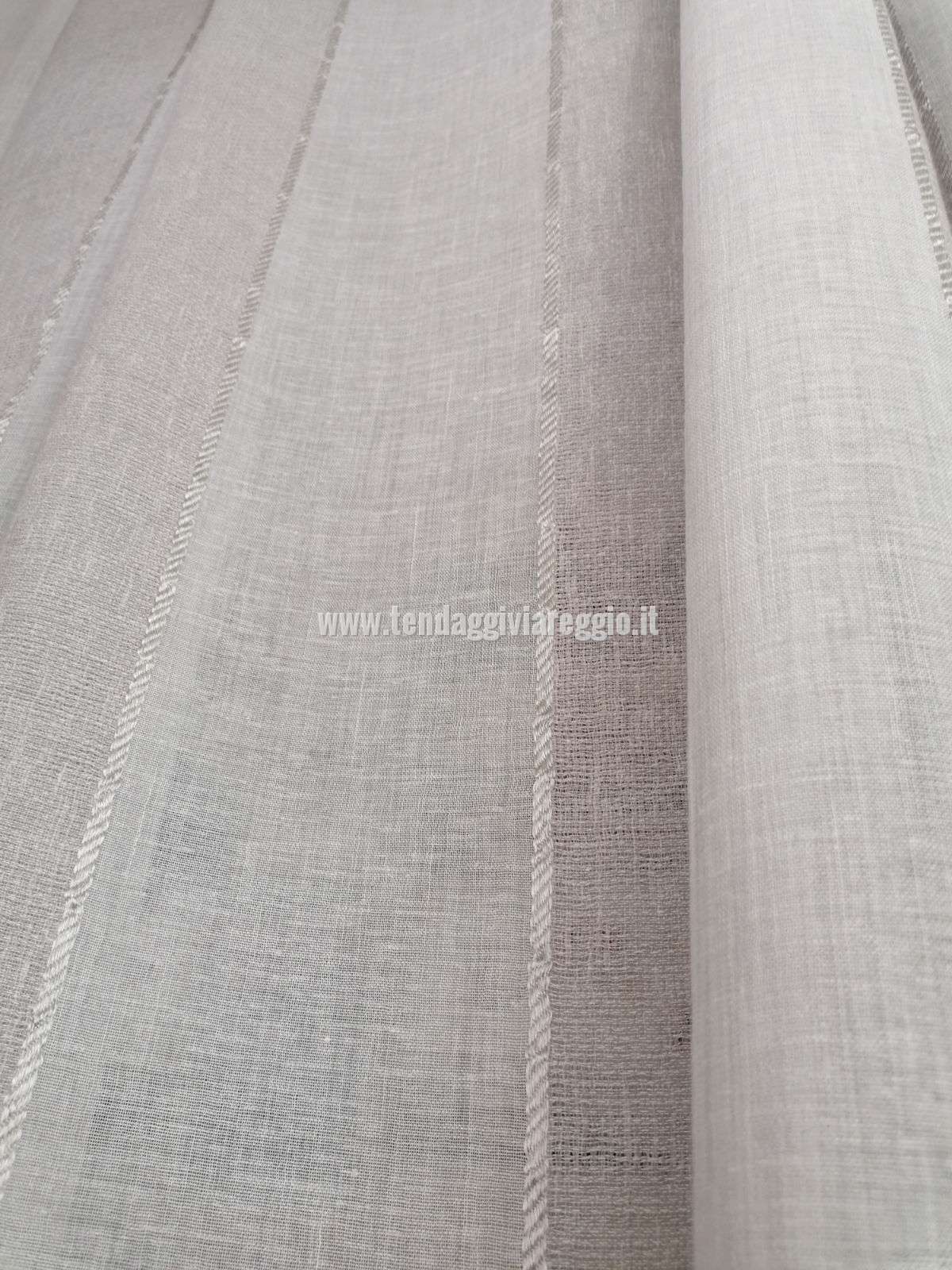 Tenda in misto lino stropicciata mano morbida FASCE RIGATE GRIGIO