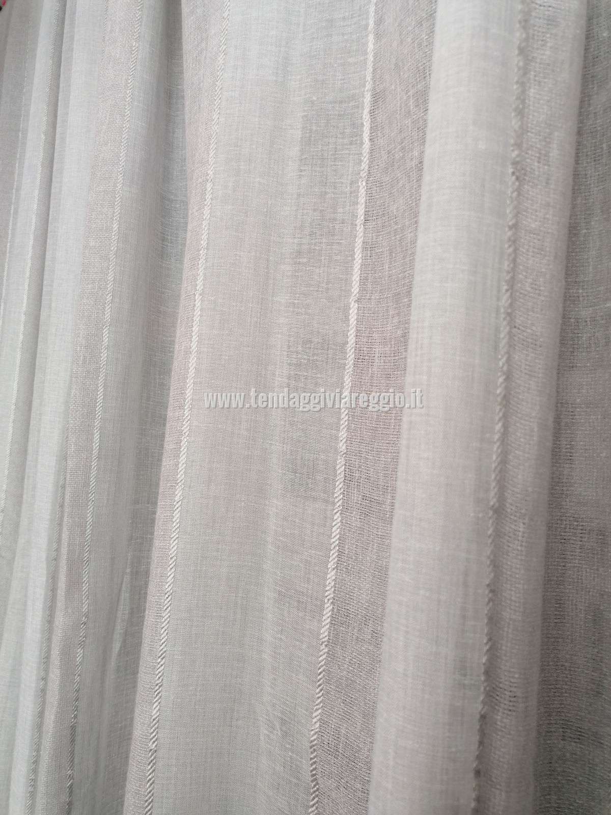 Tenda in misto lino stropicciata mano morbida FASCE RIGATE GRIGIO