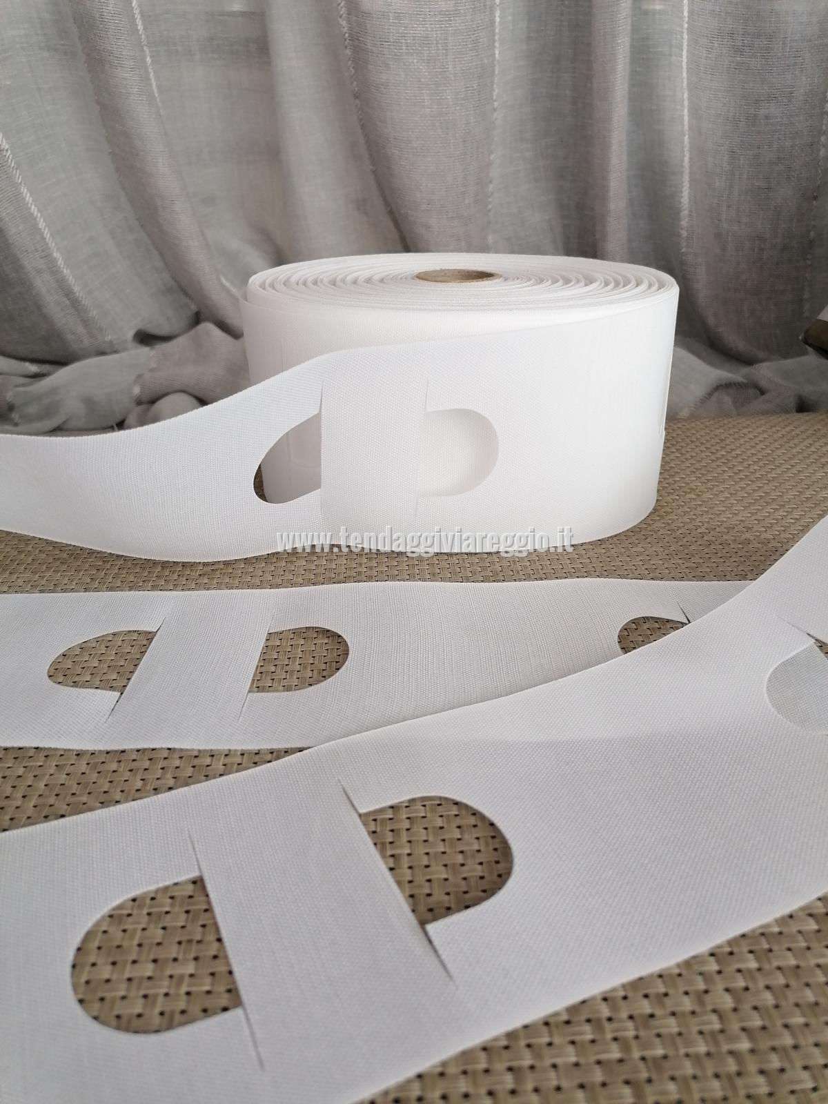 NASTRO FORATO bianco o trasparente con buchi passa-bastone