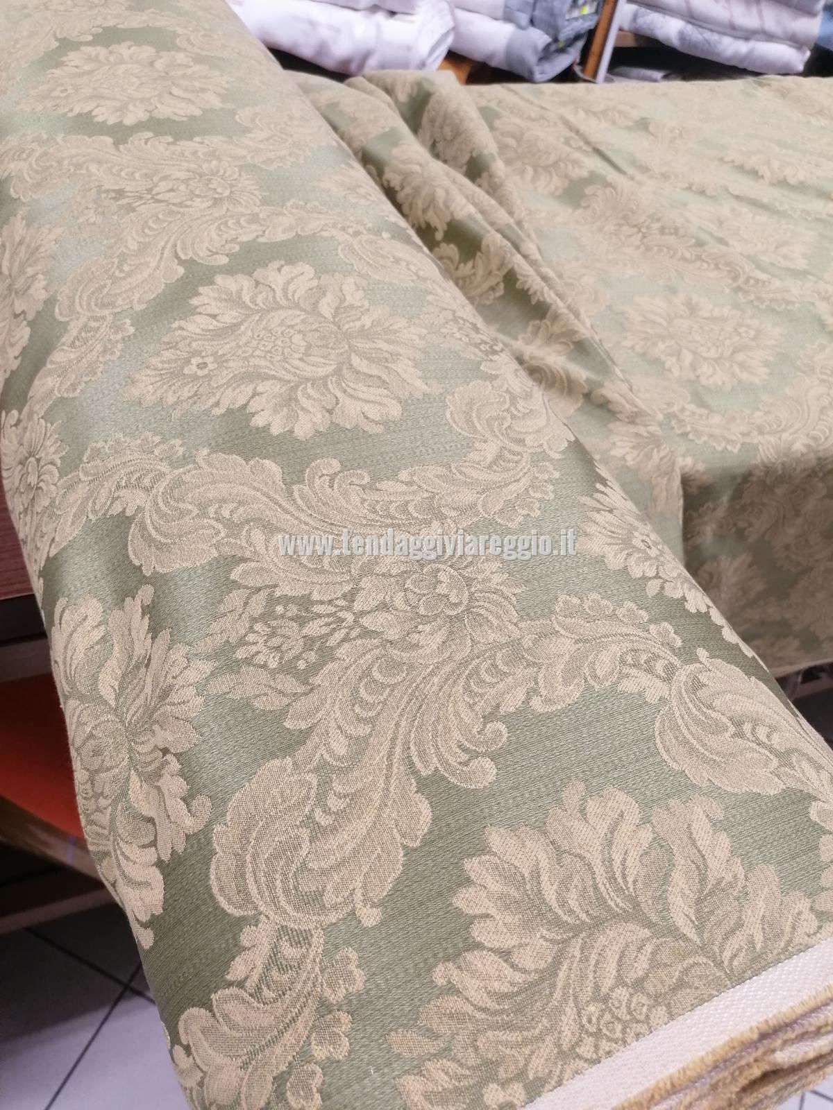 Tessuto tappezzeria DAMASCATO IMPERIALE color VERDE PRATO cm 280