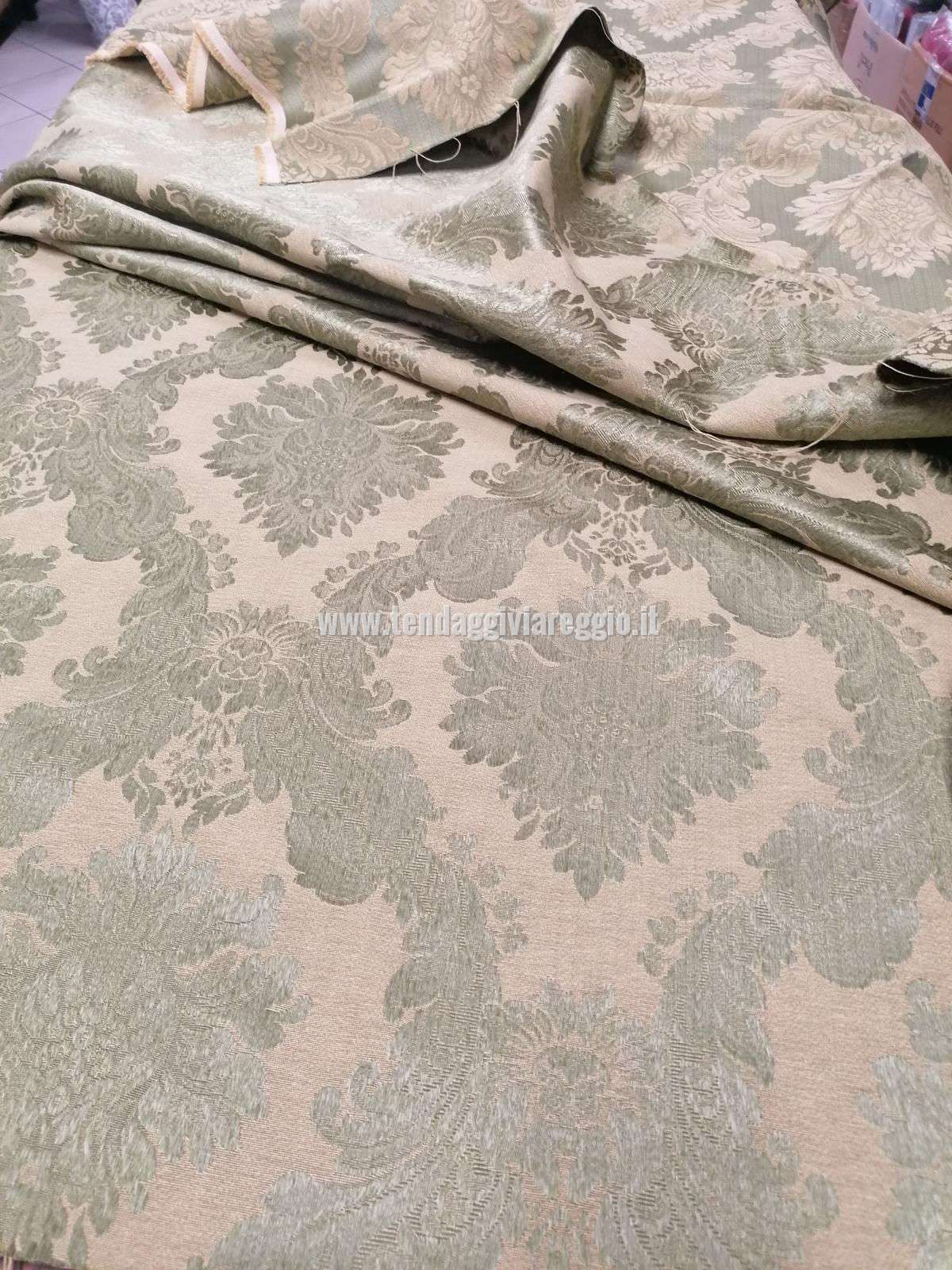 Tessuto tappezzeria DAMASCATO IMPERIALE color VERDE PRATO cm 280