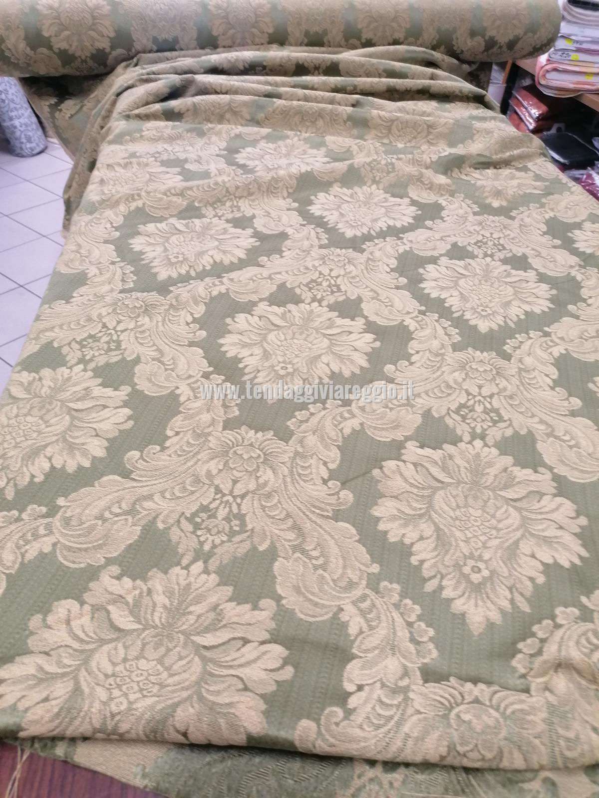 Tessuto tappezzeria DAMASCATO IMPERIALE color VERDE PRATO cm 280