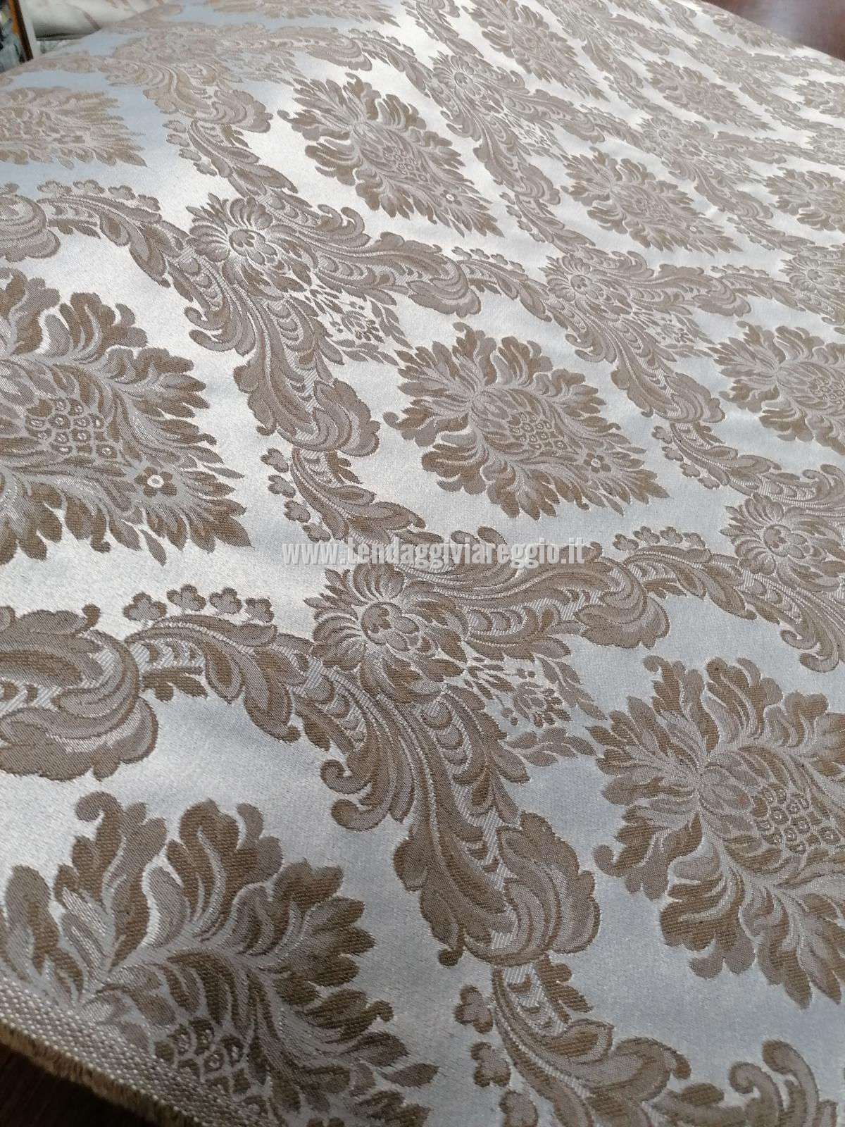 Tessuto tappezzeria DAMASCATO IMPERIALE color TORTORA cm 280