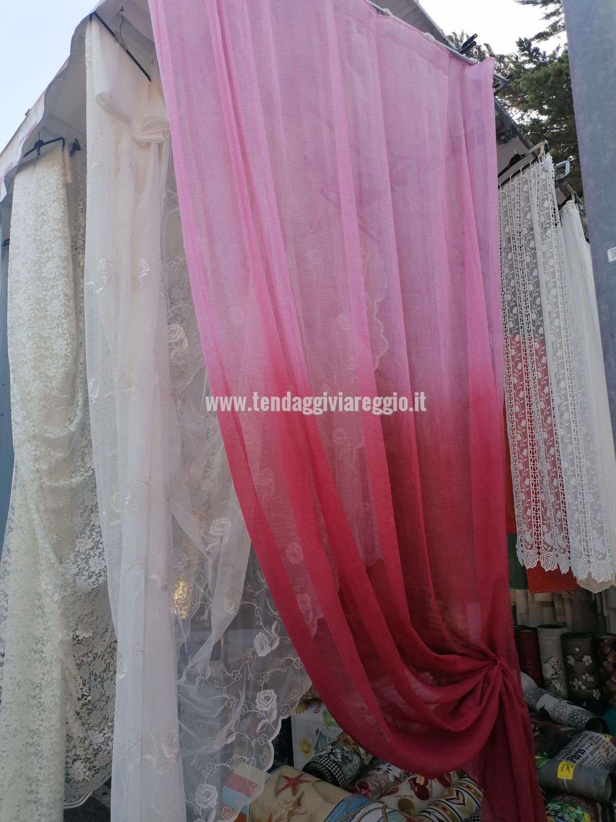 Tenda confezionata DEGRADE' ROSA con fettuccia arricciante