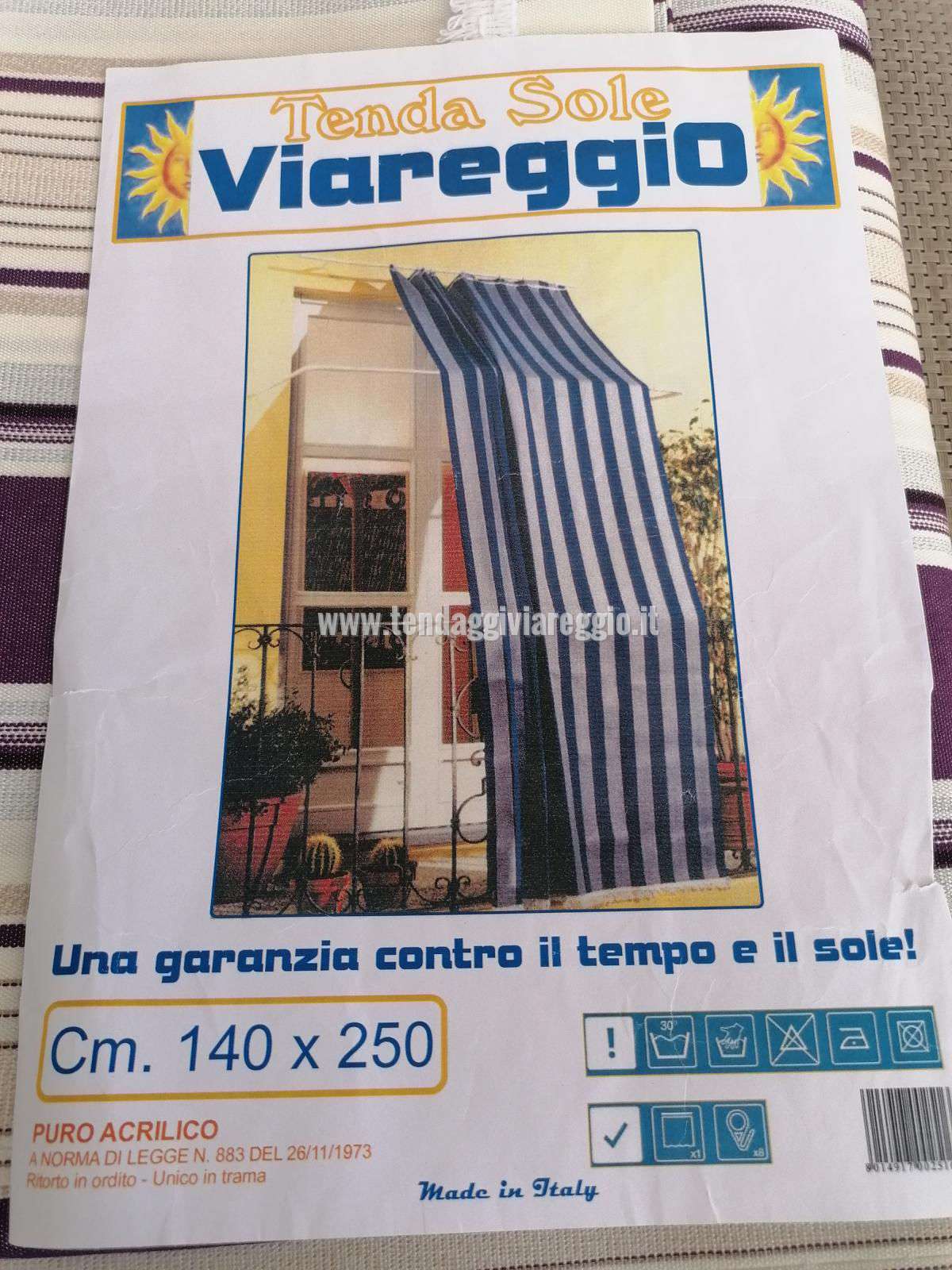 Tenda da sole VIAREGGIO per porta 140x250 cm interamente prodotta in Italia