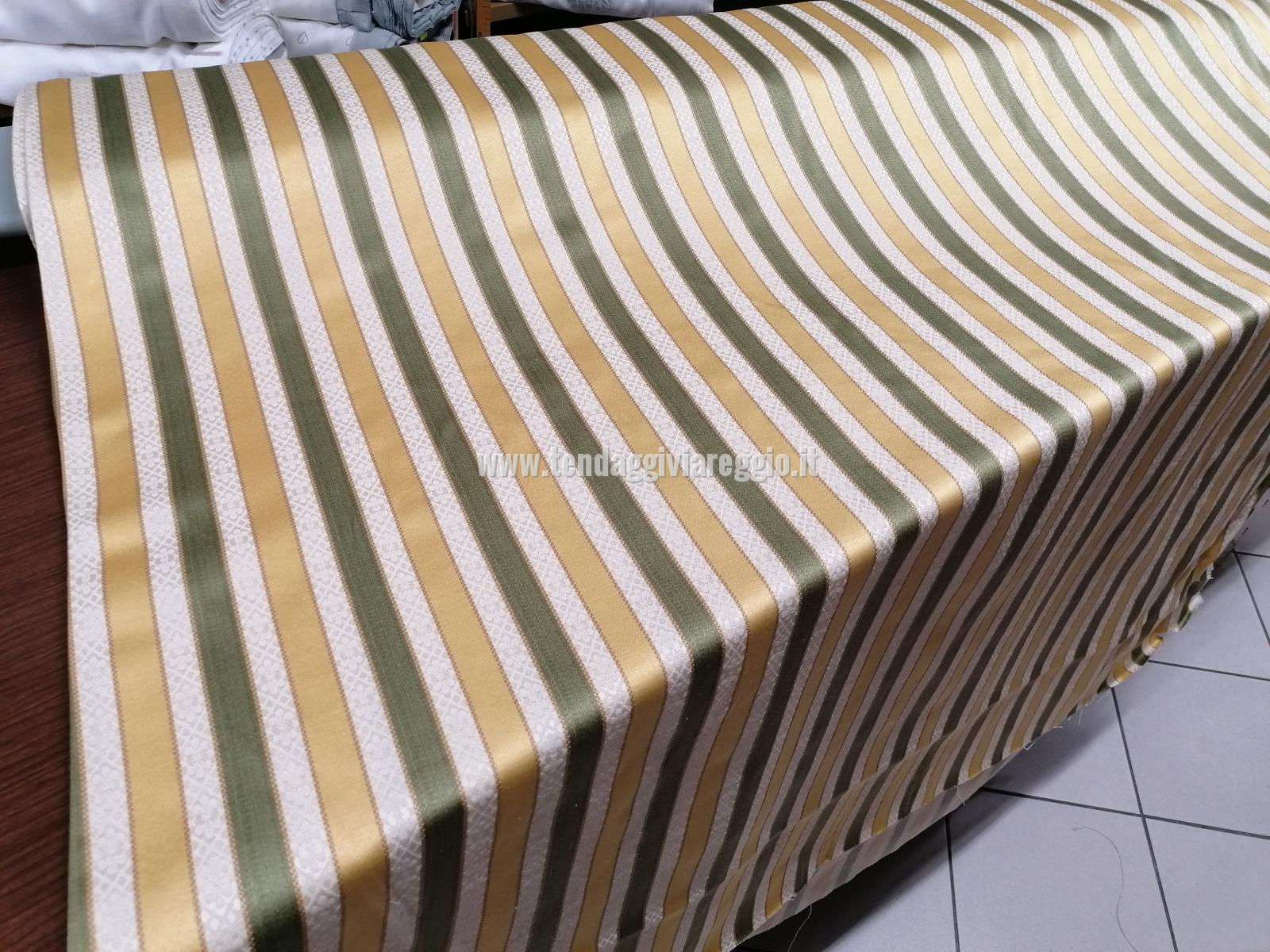 Tessuto tappezzeria RIGATO MISTO color VERDE-ORO cm 280