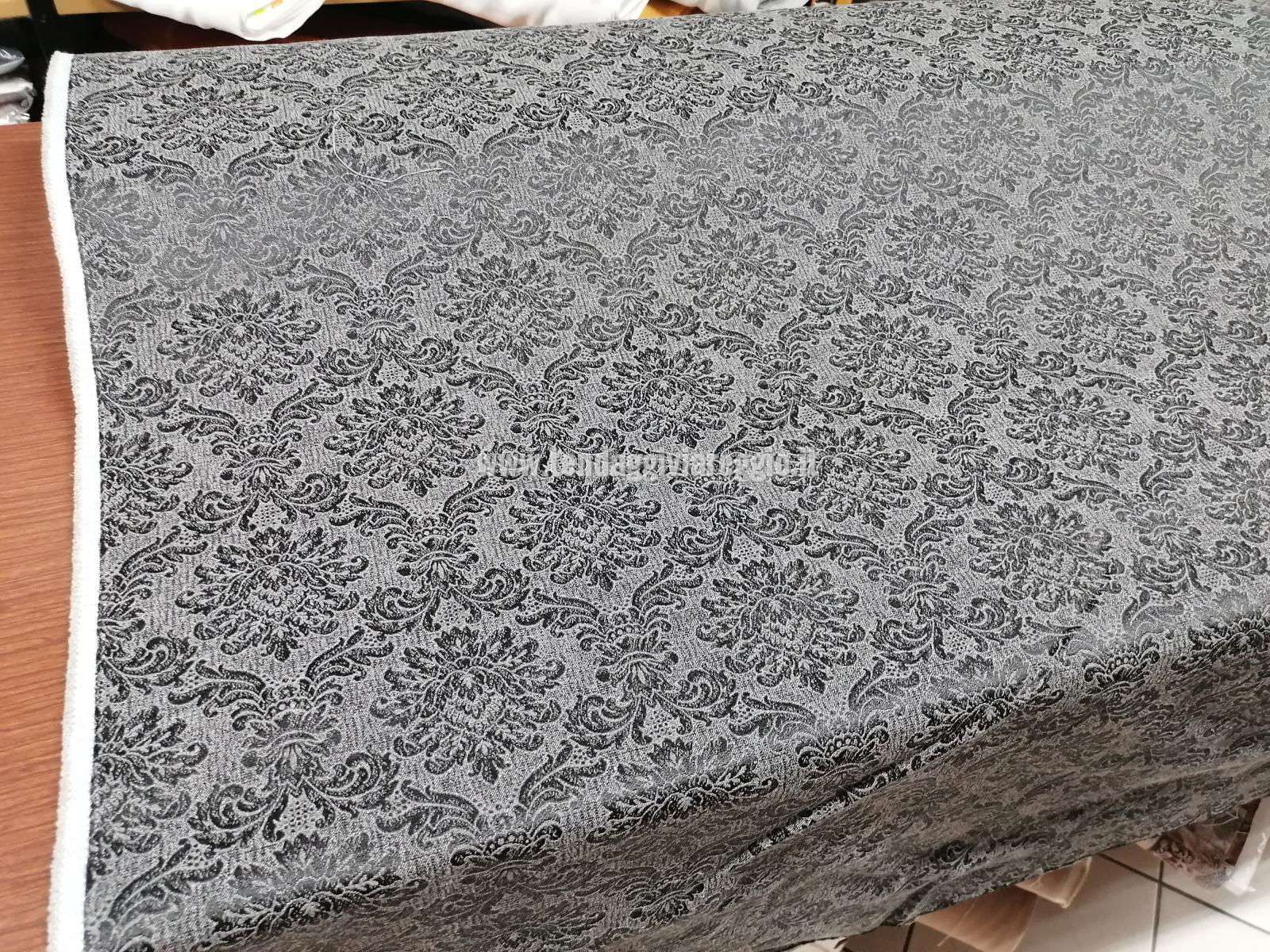 Tessuto tappezzeria DAMASCATO IMPERIALE color NERO cm 280