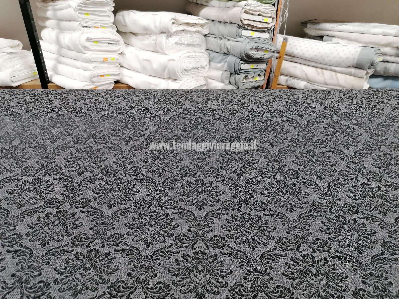 Tessuto tappezzeria DAMASCATO IMPERIALE color NERO cm 280