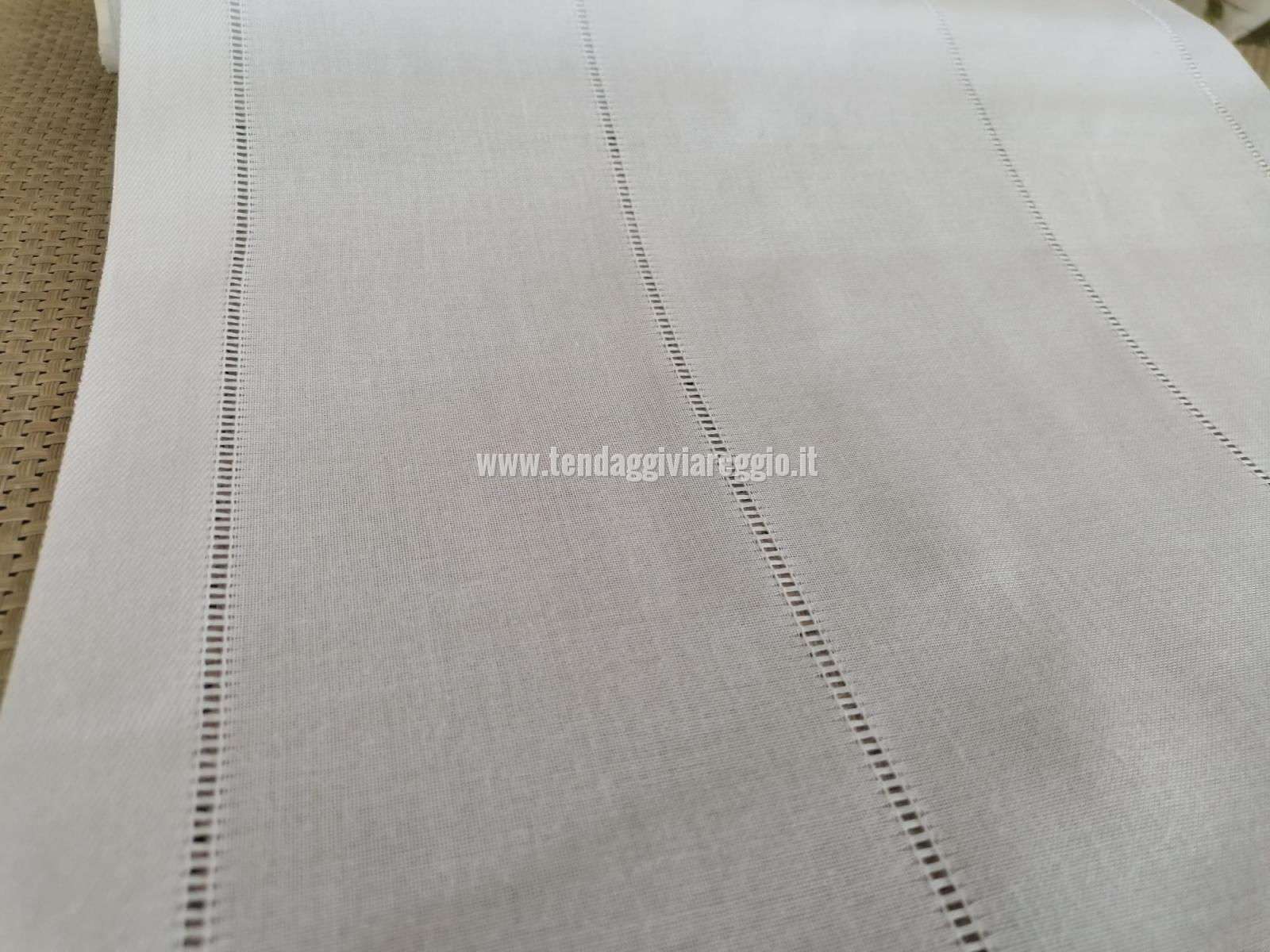 Tendina larghezza 35 cm in misto lino SFILATURA BIANCA