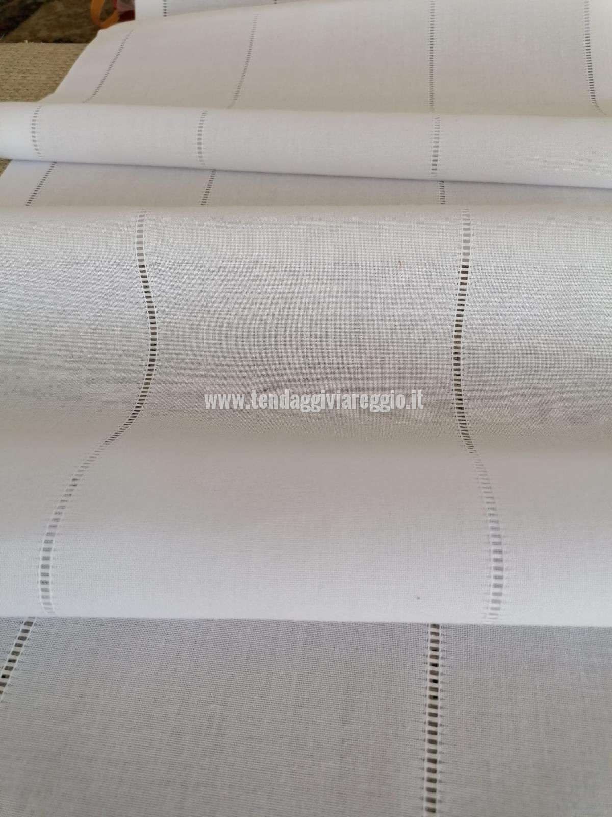 Tendina larghezza 35 cm in misto lino SFILATURA BIANCA