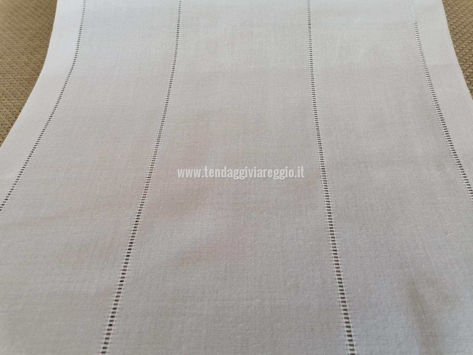 Tendina larghezza 35 cm in misto lino SFILATURA BIANCA
