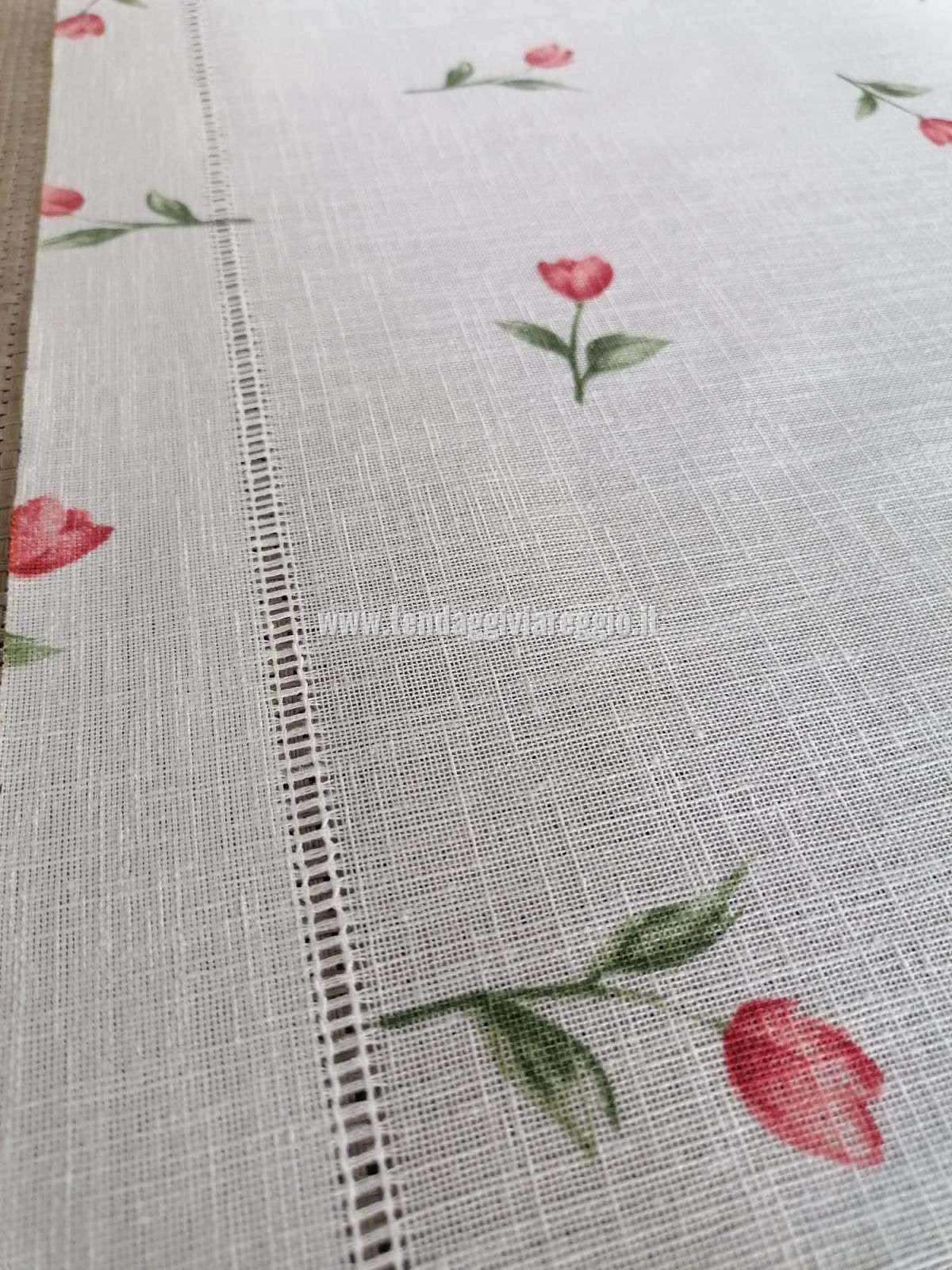Tendina TULIPAN ROSSO fondo Asya larghezza cm 60