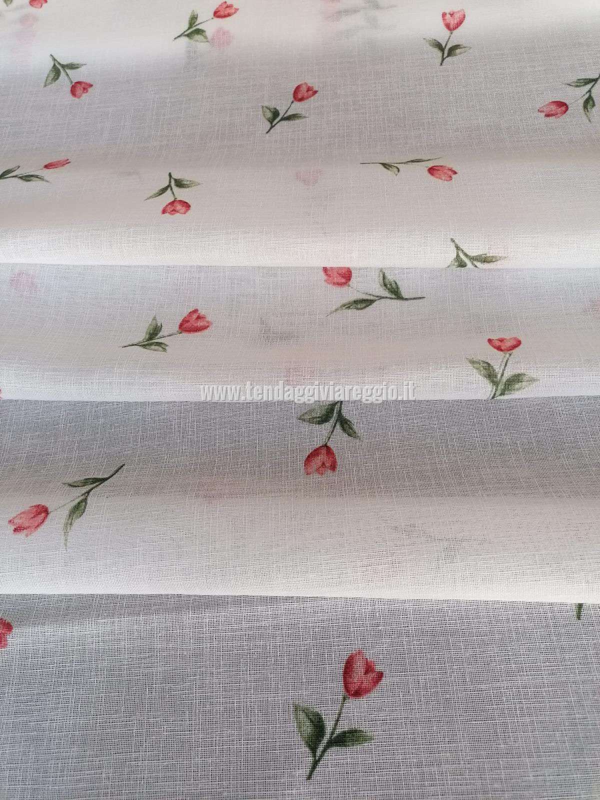 Tendina TULIPAN ROSSO fondo Asya larghezza cm 60