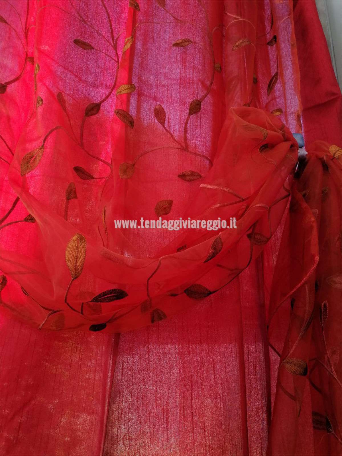 Tenda confezionata DOPPIA KETTY in organza ricamata e shantung